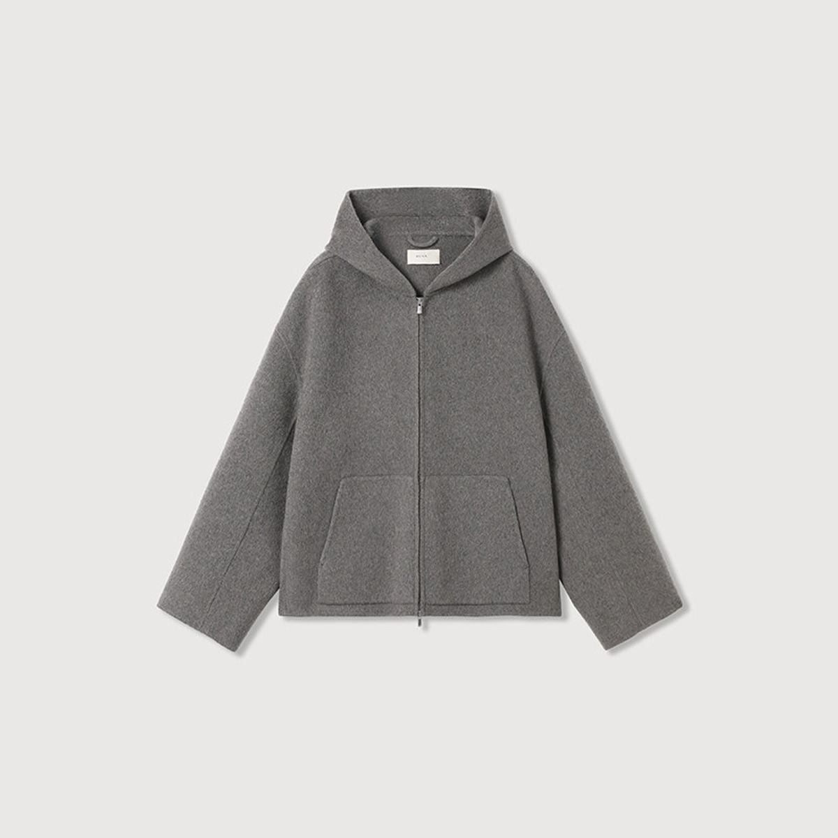 ROYA Cashmere Wool Hooded Short Coat in Gray