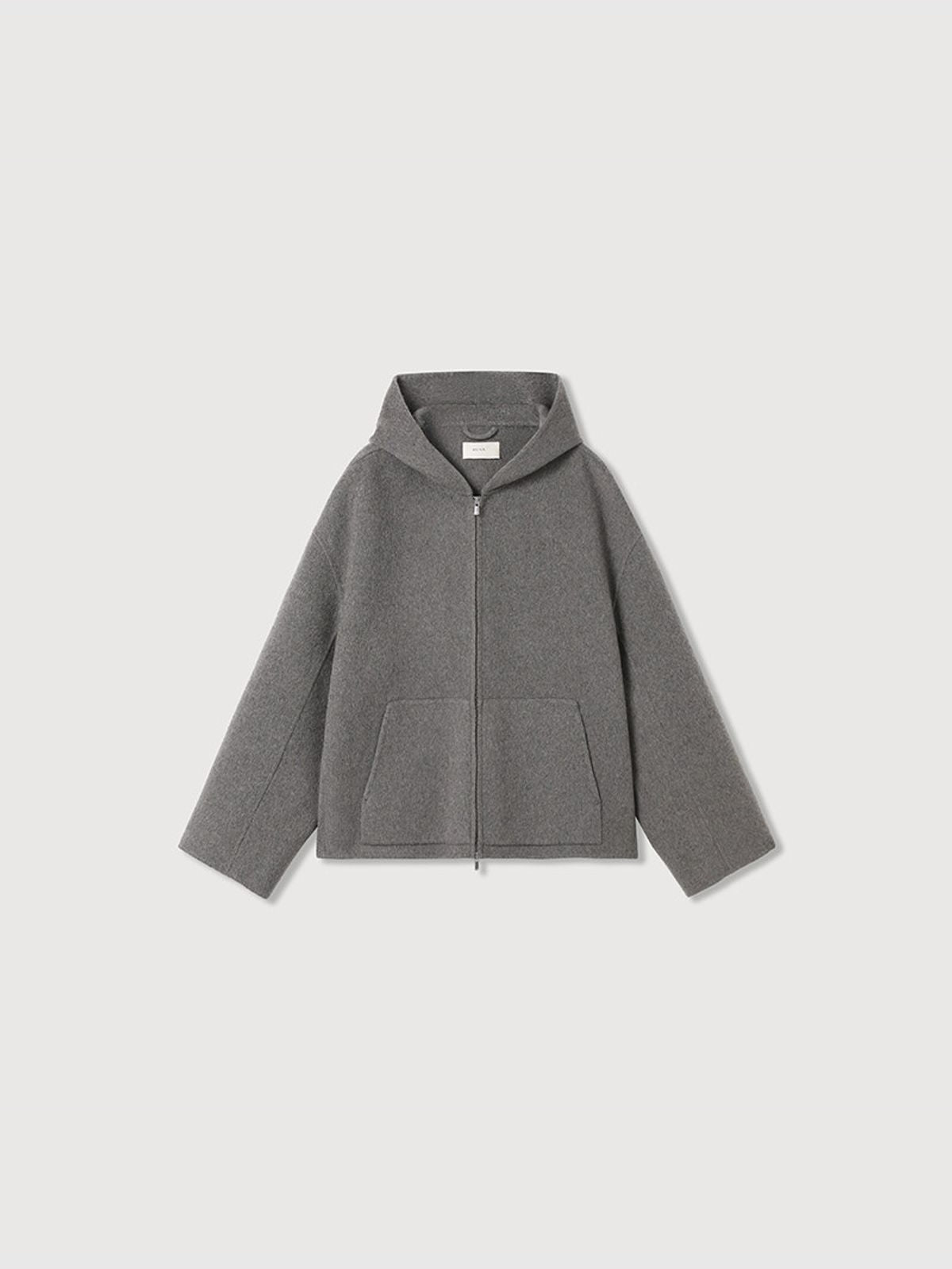 ROYA Cashmere Wool Hooded Short Coat in Gray