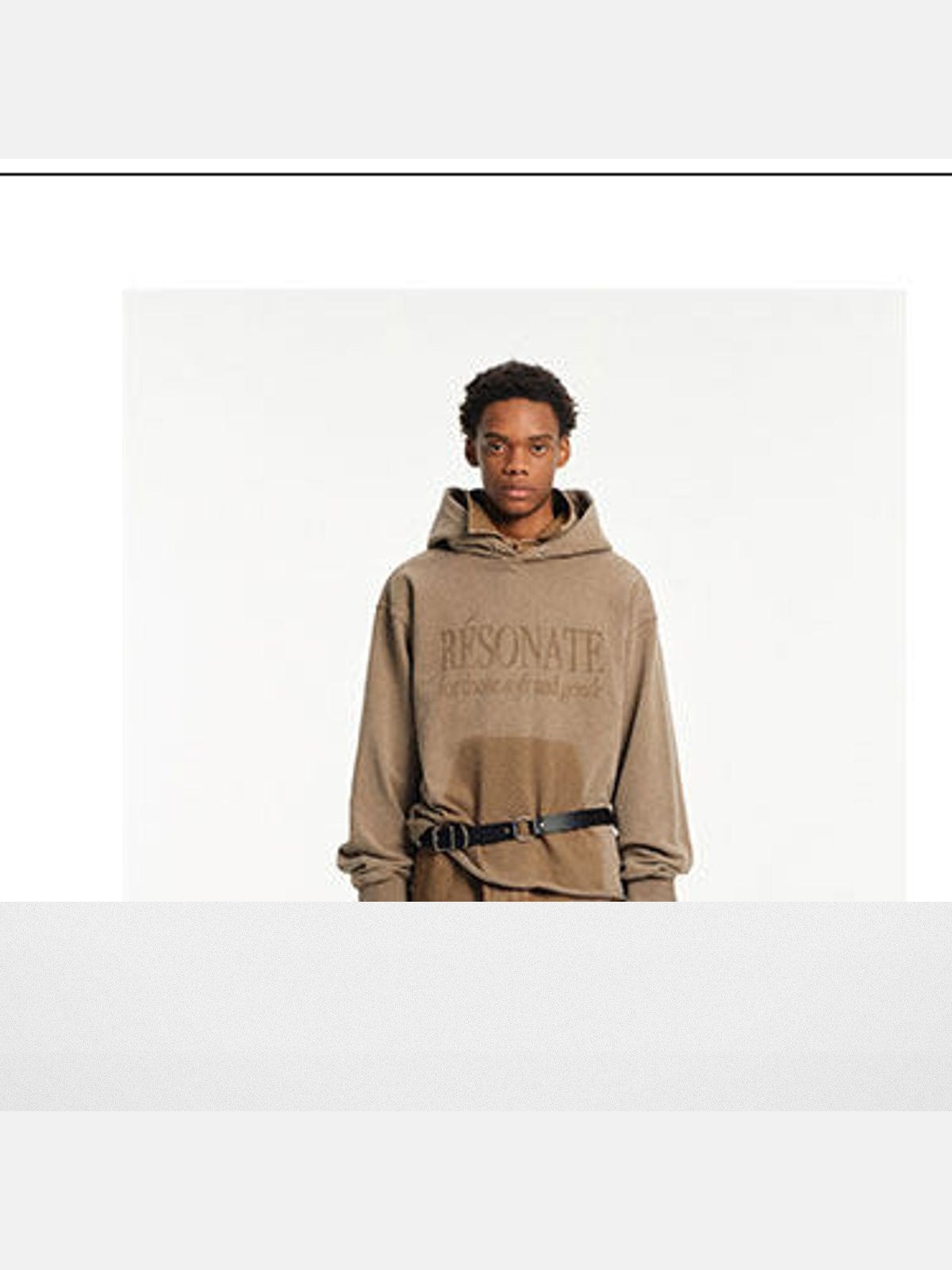 NANS Heavyweight Faded Graphic Hoodie in Beige - On Model