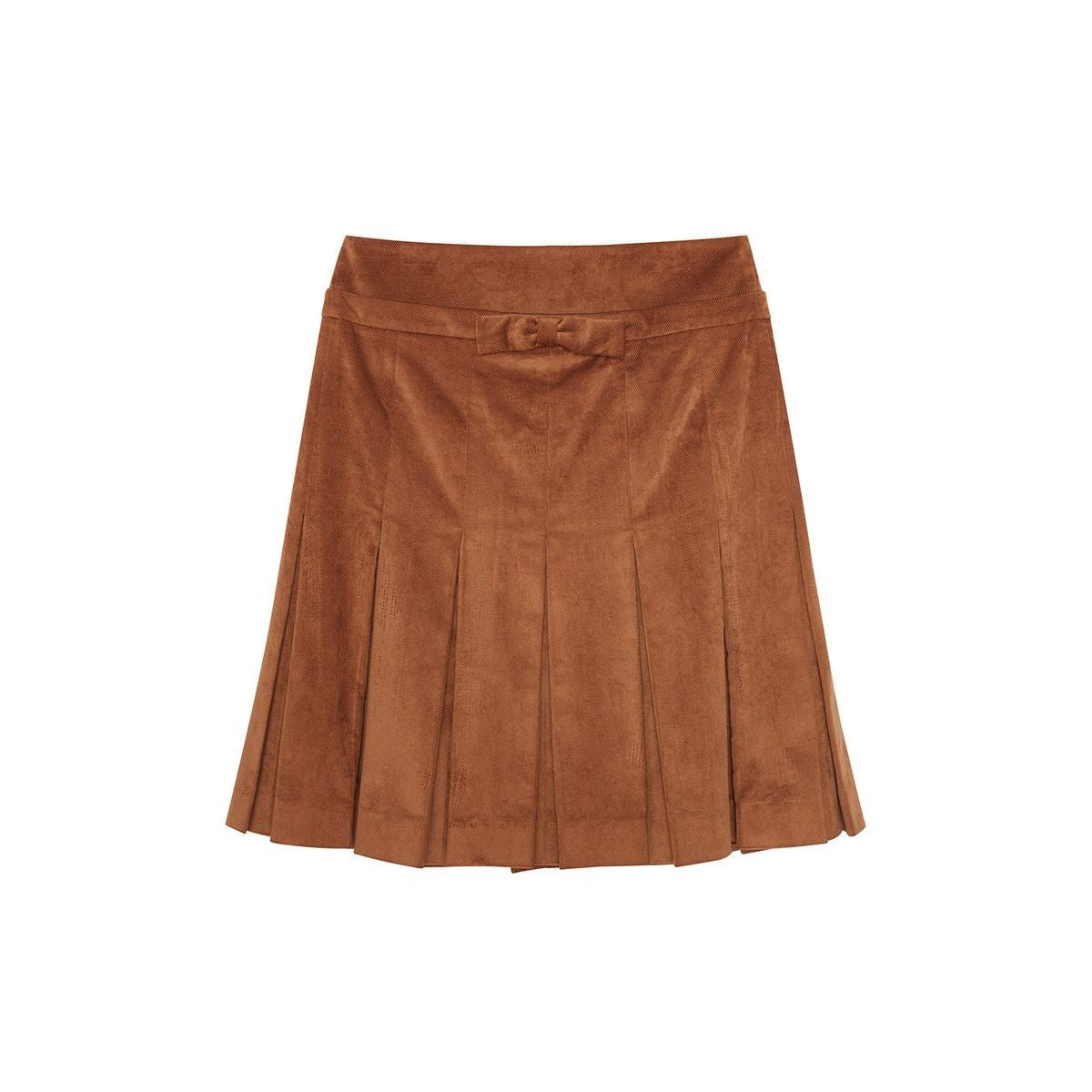 SHUSHUTONG Pleated Skirt with Bow Waist in Beige