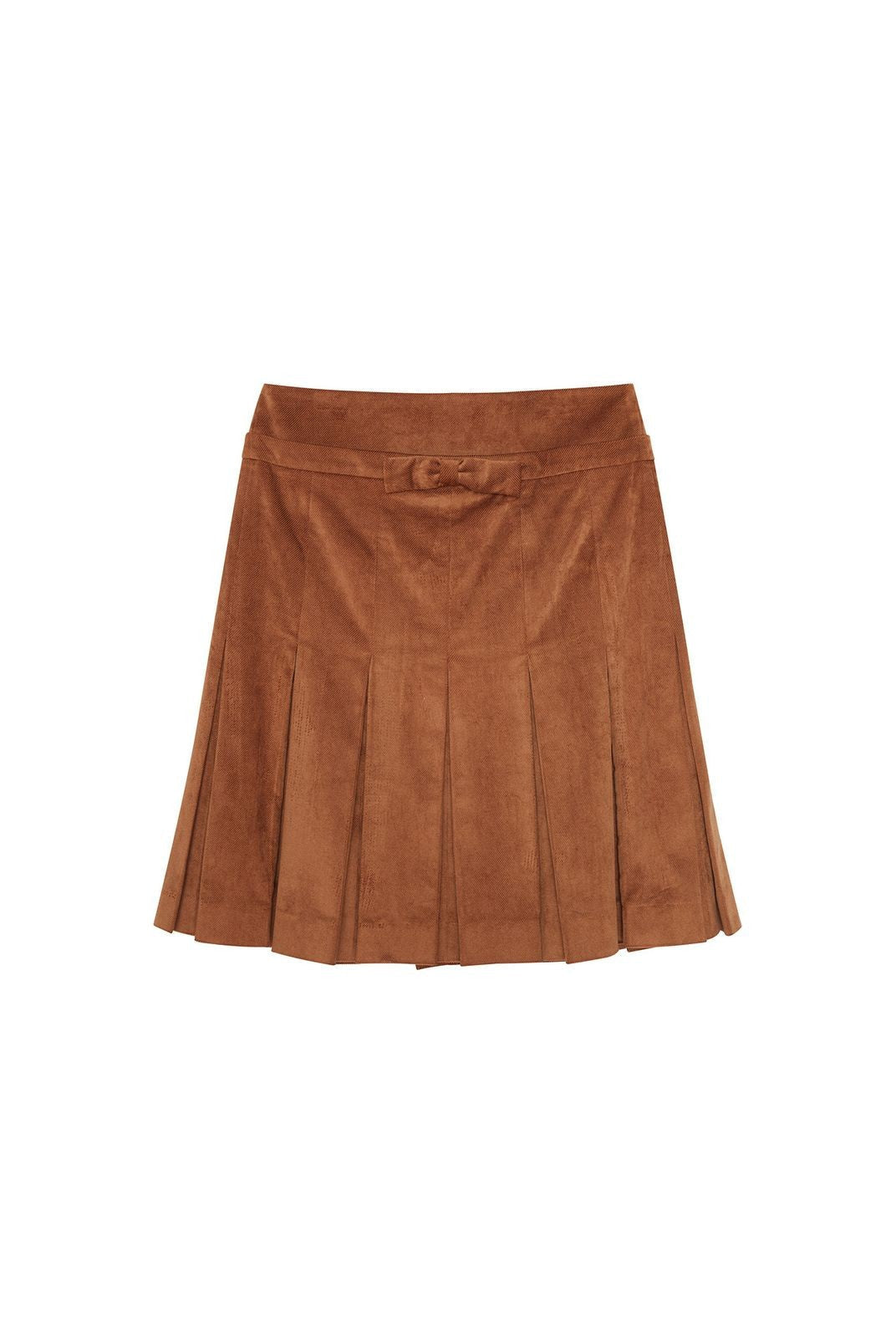 SHUSHUTONG Pleated Skirt with Bow Waist in Beige