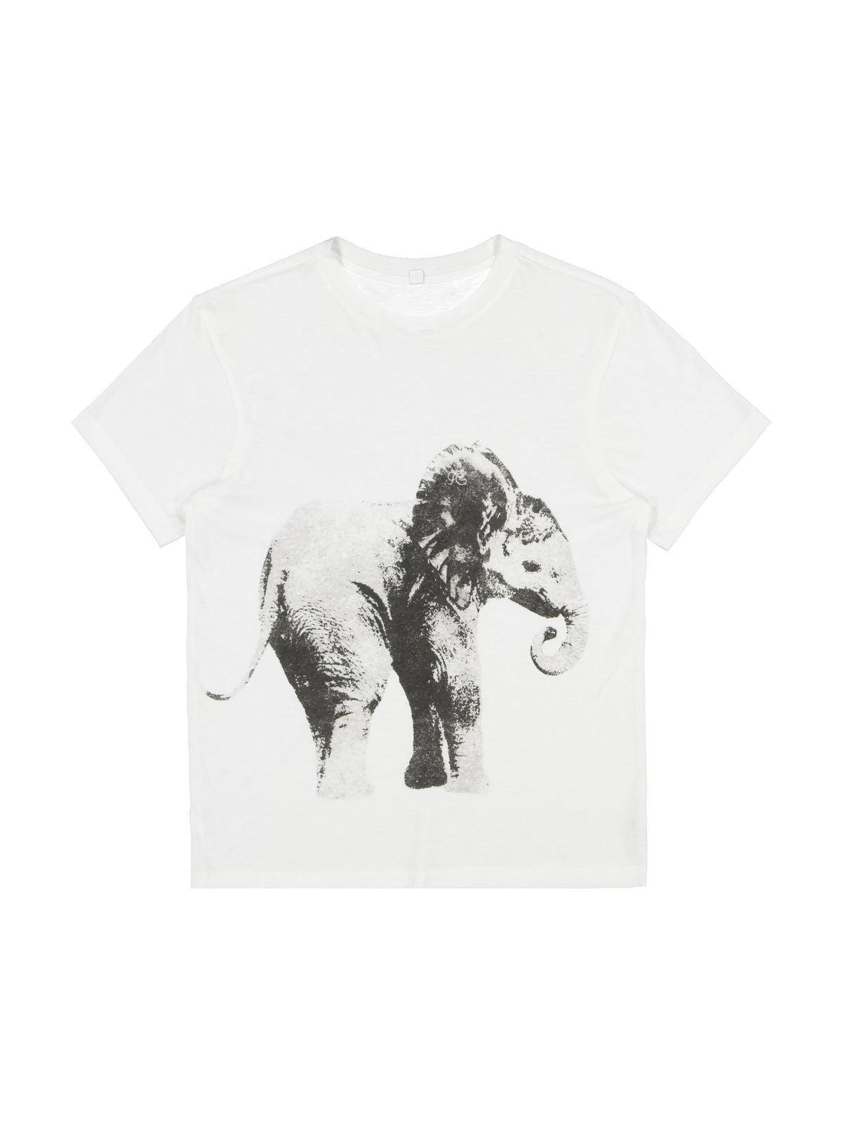 FaxCopyExpress Elephant Print Cotton Modal Tee in White
