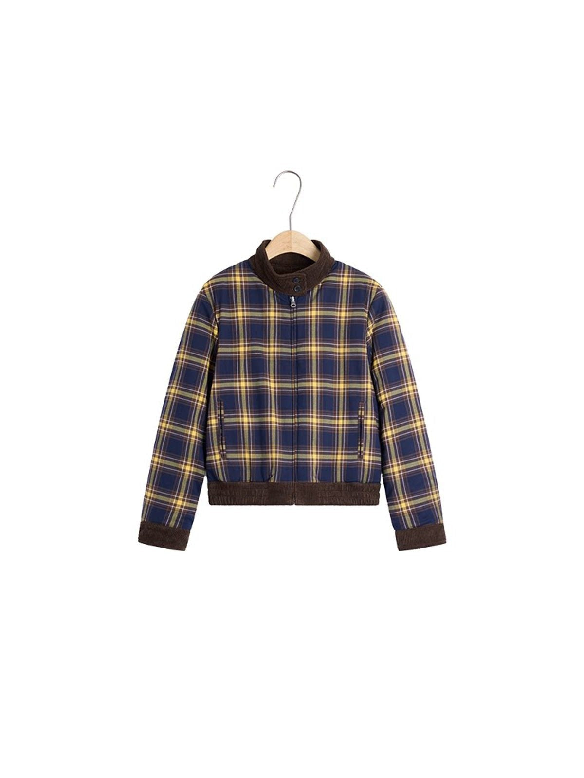 Alright Then Reversible Corduroy Plaid Harrington in Coffee