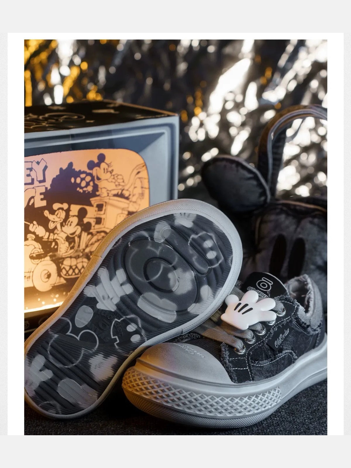 OLDORDER Mickey Mouse Chunky Platform Sneakers in Black - Lifestyle