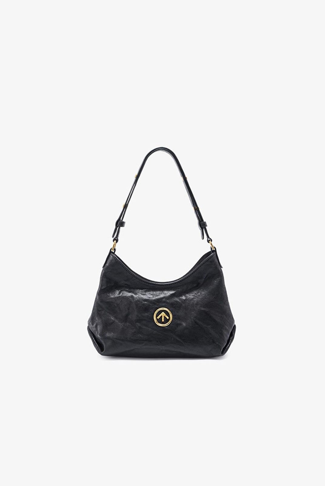 Grotto Vegetable Tanned Sheepskin Mini Hobo in Black