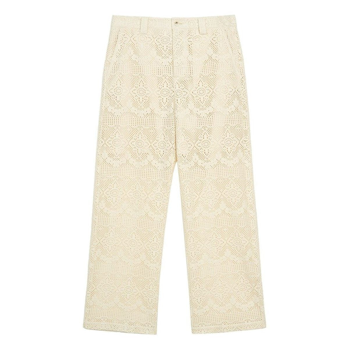 Simple Project Crochet Lace Straight Leg Trousers in White