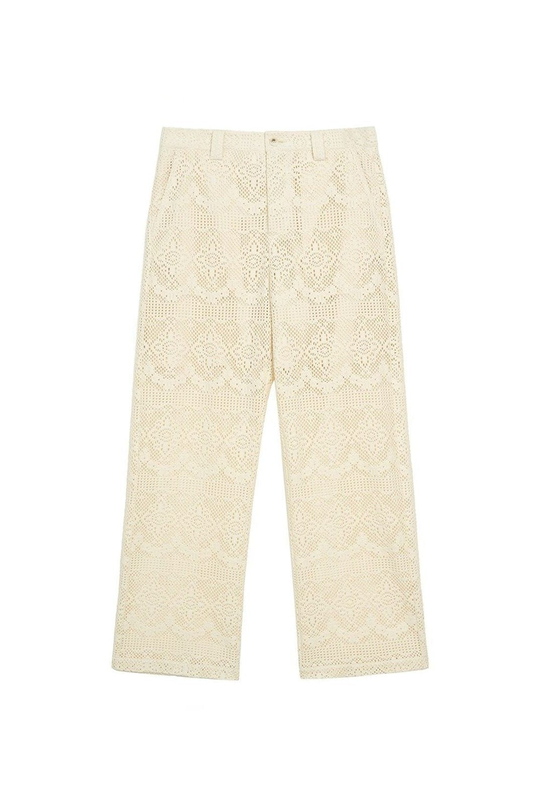 Simple Project Crochet Lace Straight Leg Trousers in White