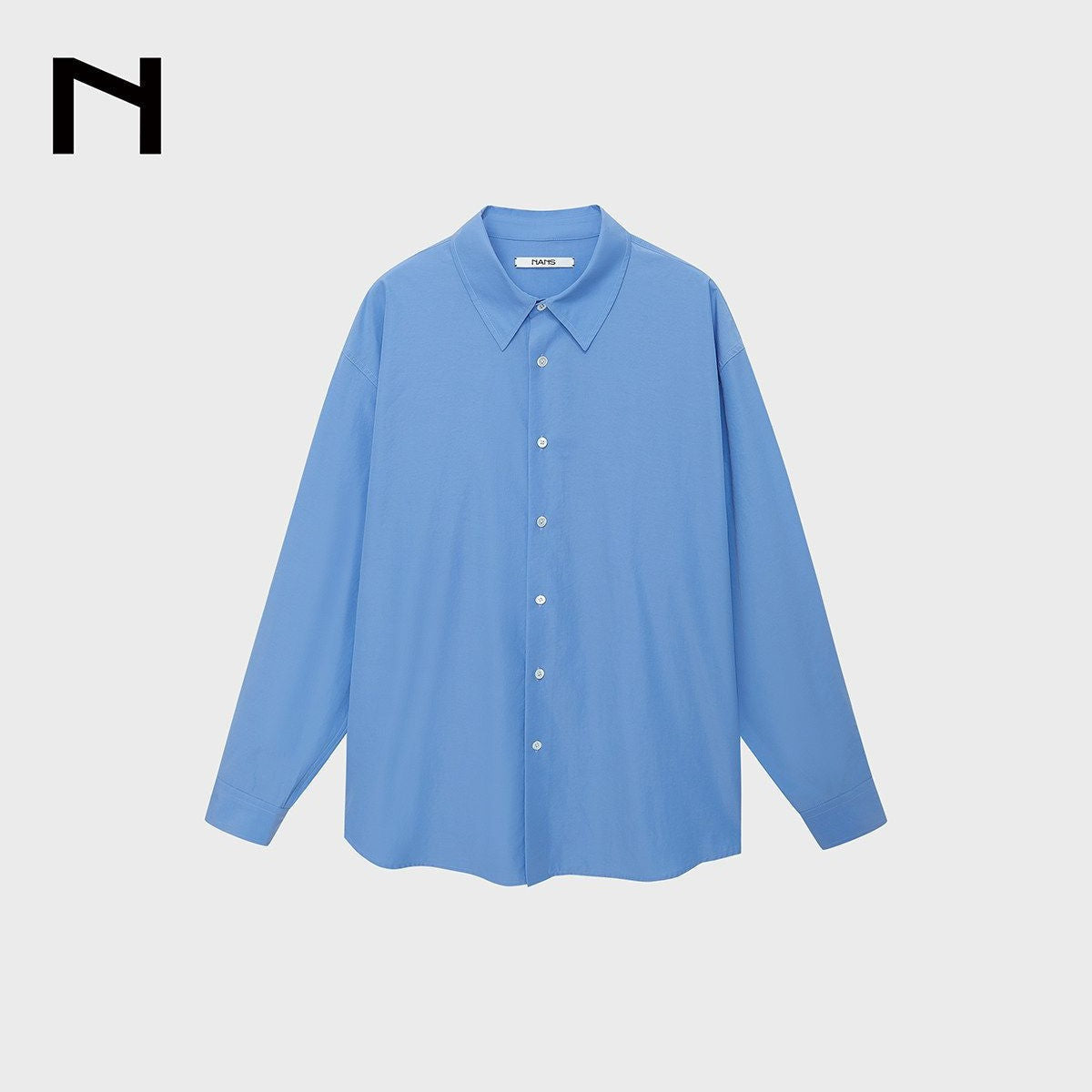 NANS Crinkled Square Collar Shirt in Sky Blue