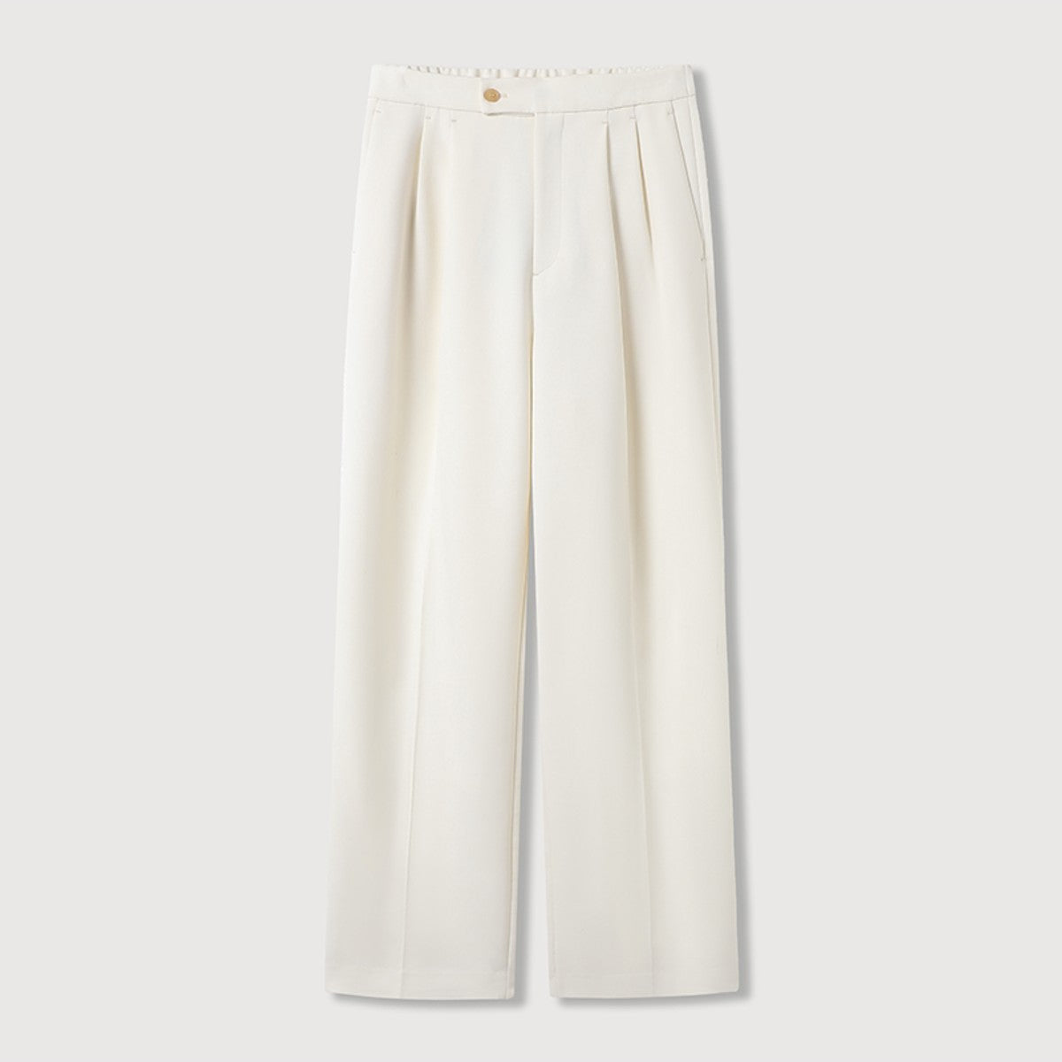 ROYA Pleated Acetate Wool Trousers in White