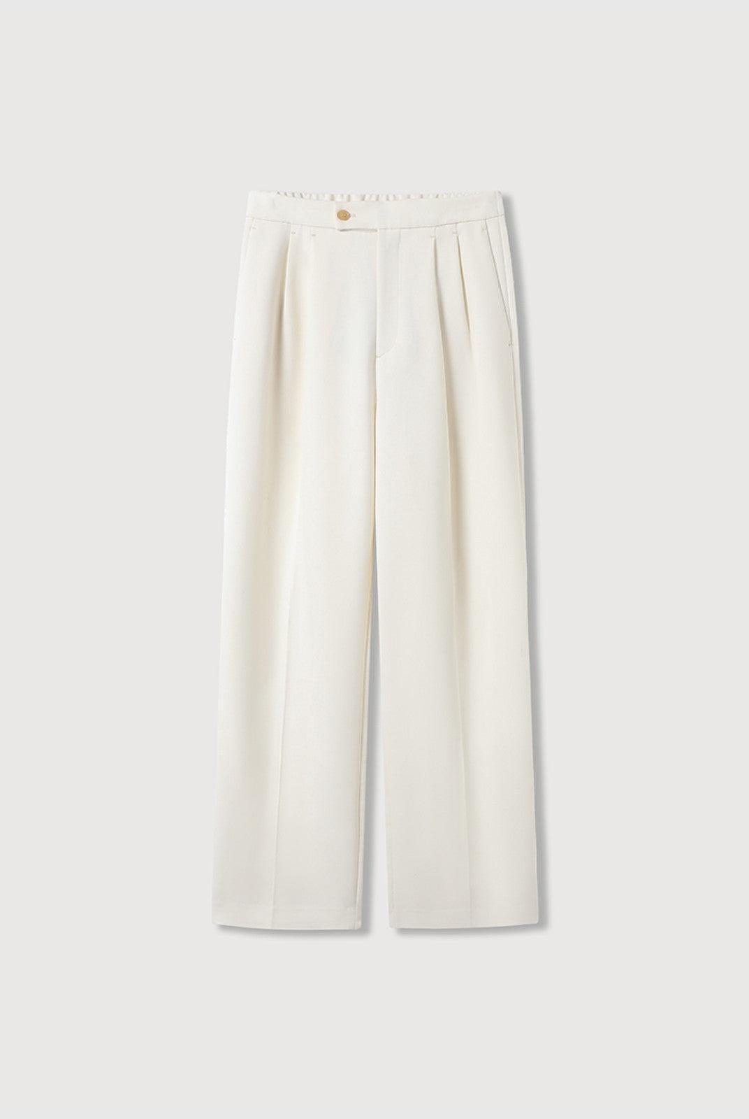 ROYA Pleated Acetate Wool Trousers in White