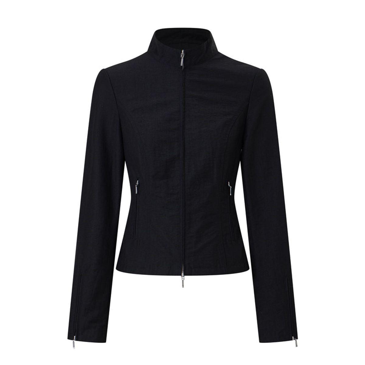Alright then Textured Cotton Biker Jacket in Black