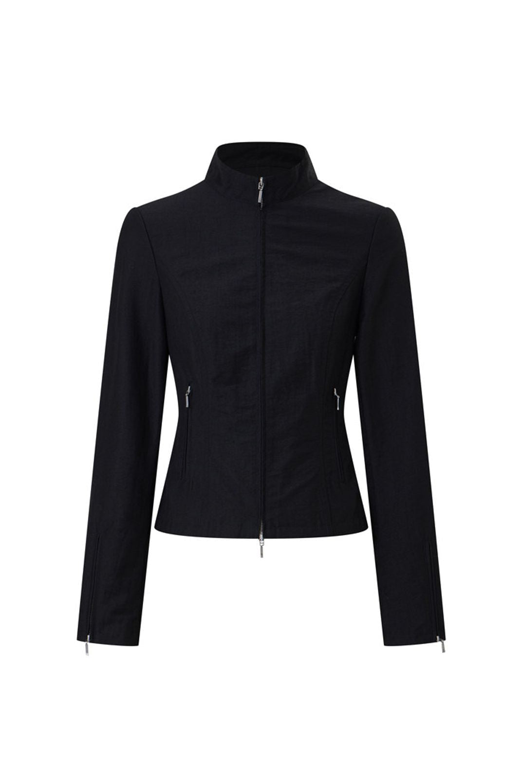Alright then Textured Cotton Biker Jacket in Black