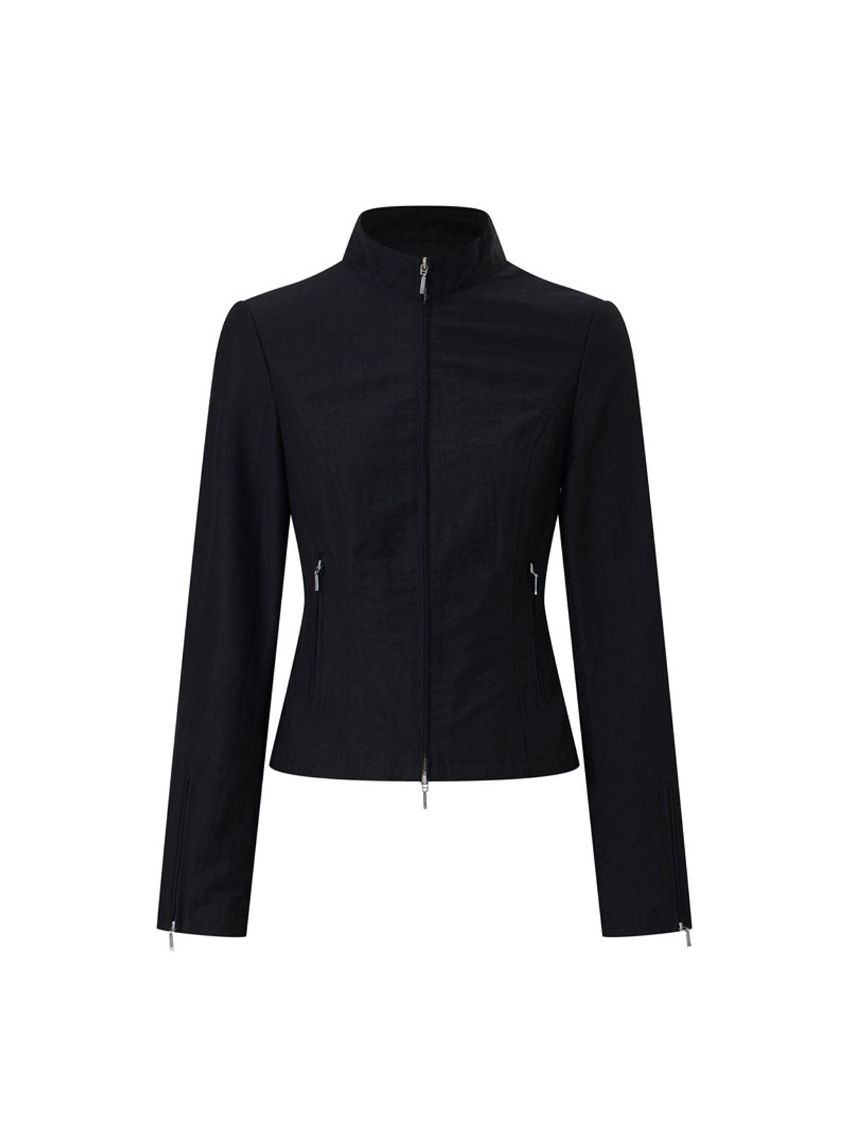 Alright then Textured Cotton Biker Jacket in Black