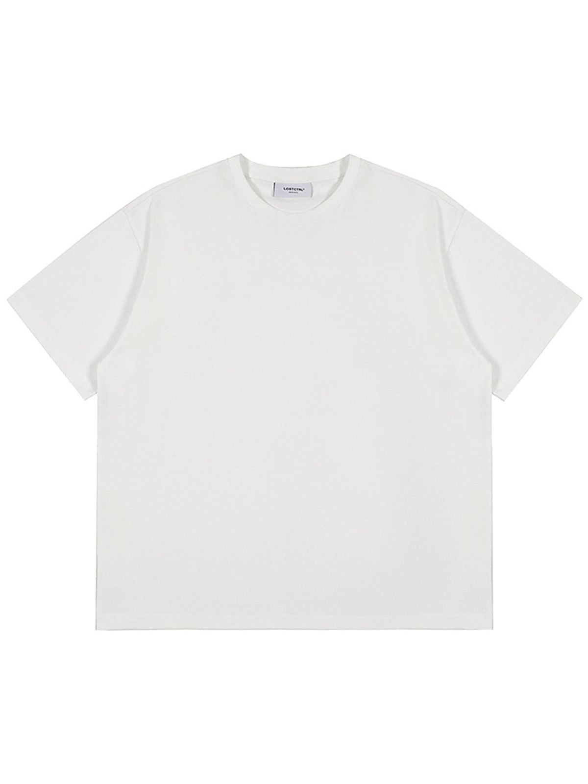 LOSTCTRL Loose Fit Cotton Crew Neck T Shirt in White
