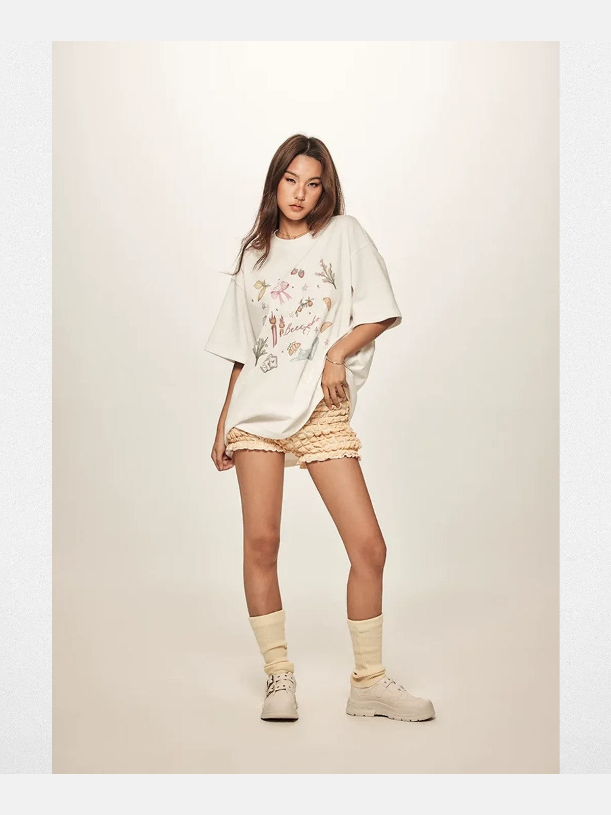 BeerBro Retro Graphic Print T Shirt in White - On Model