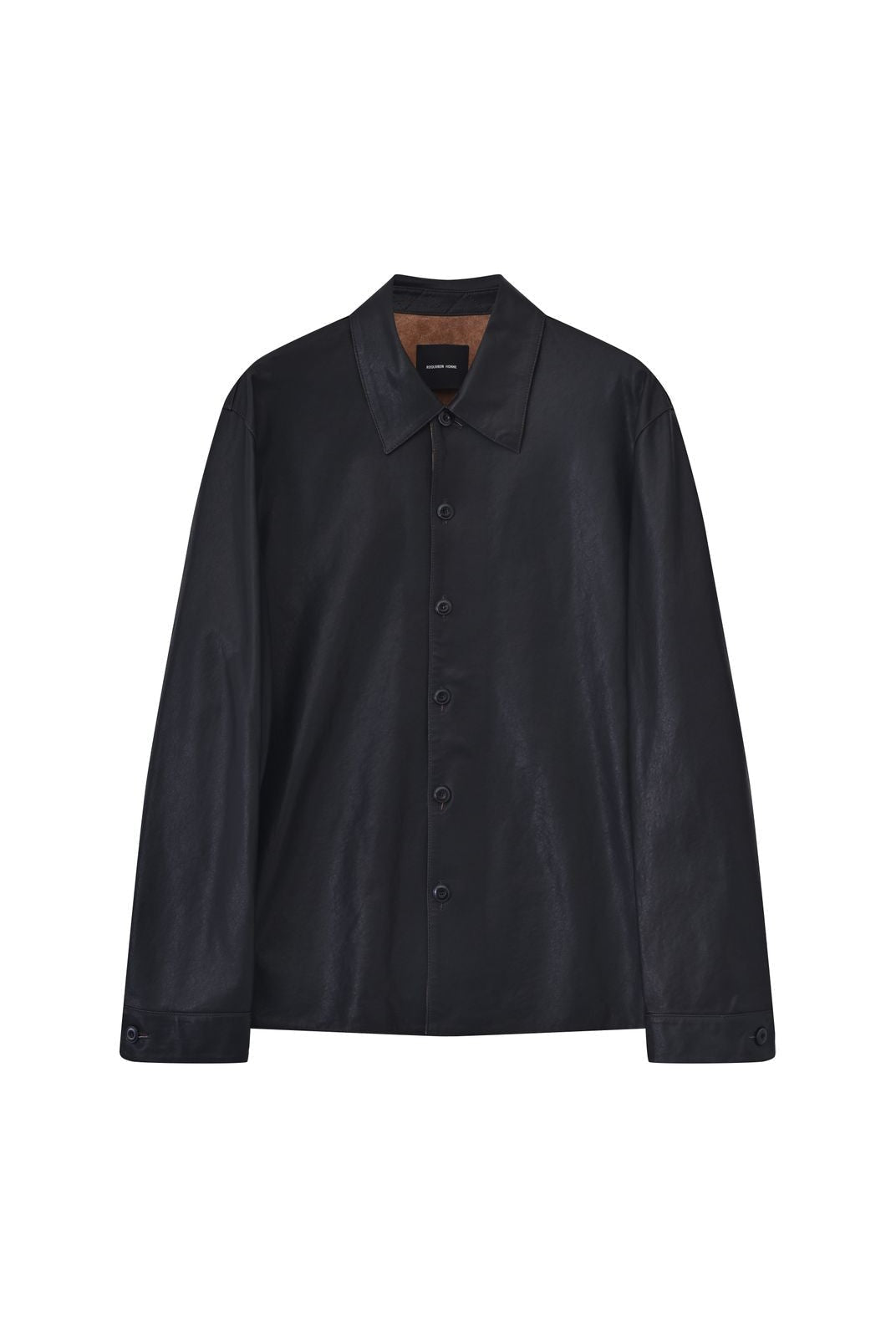 Roolrren homme Vegetable Tanned Sheepskin Shirt Jacket in Black