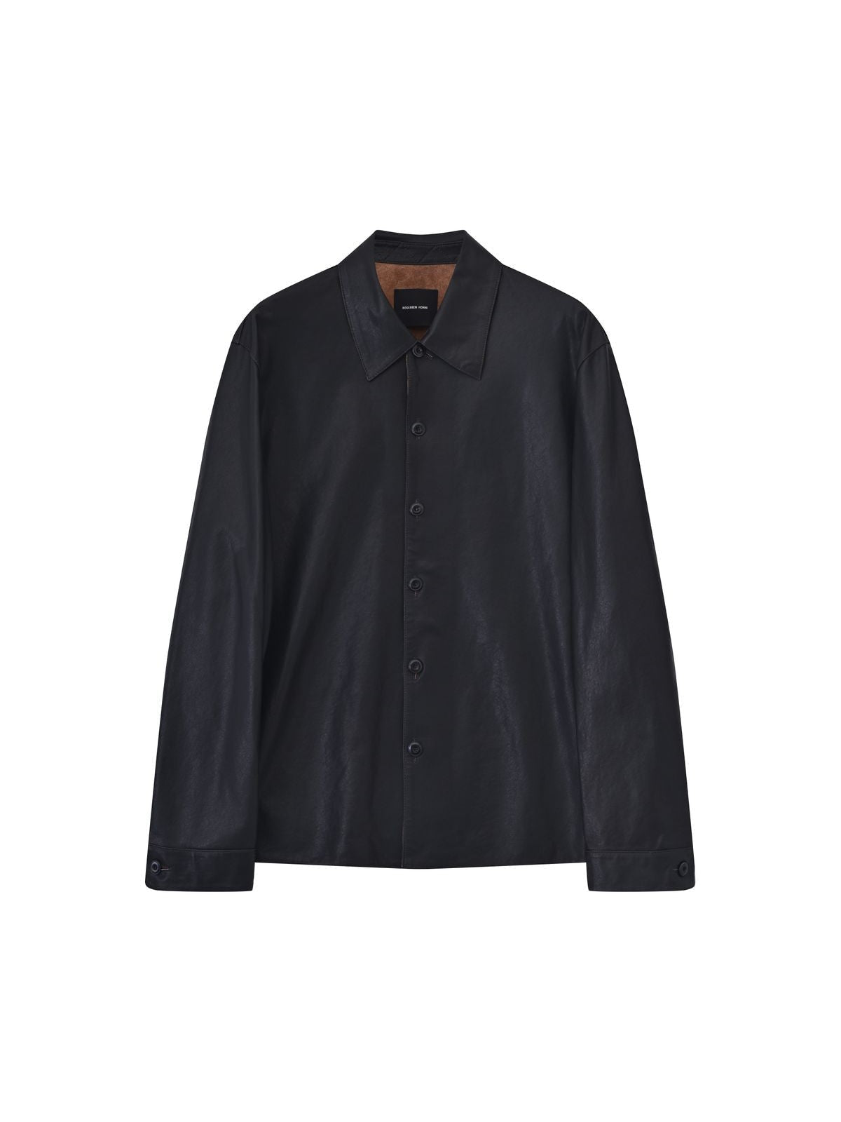 Roolrren homme Vegetable Tanned Sheepskin Shirt Jacket in Black