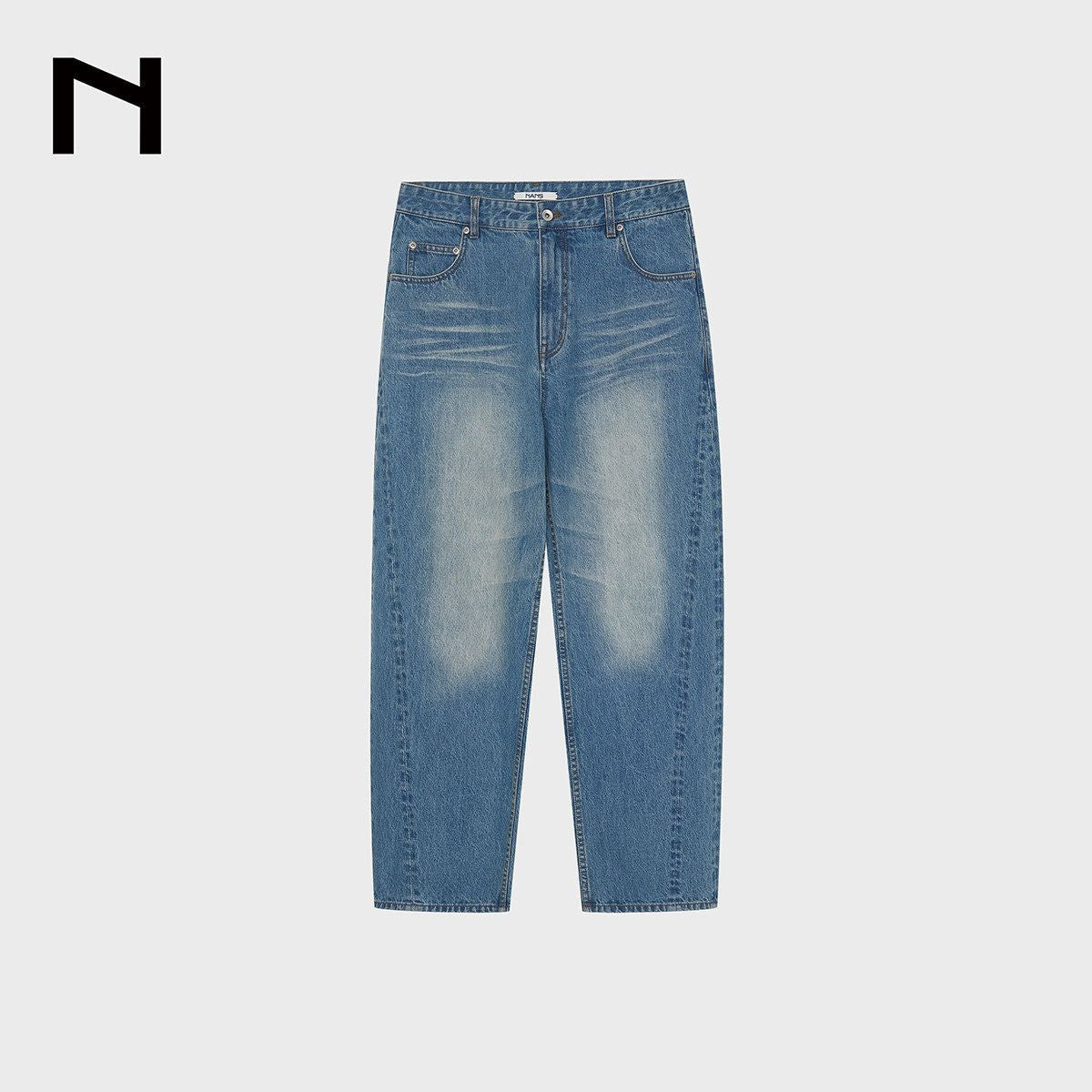 NANS 14oz Heavyweight Curved Leg Jeans in Denim