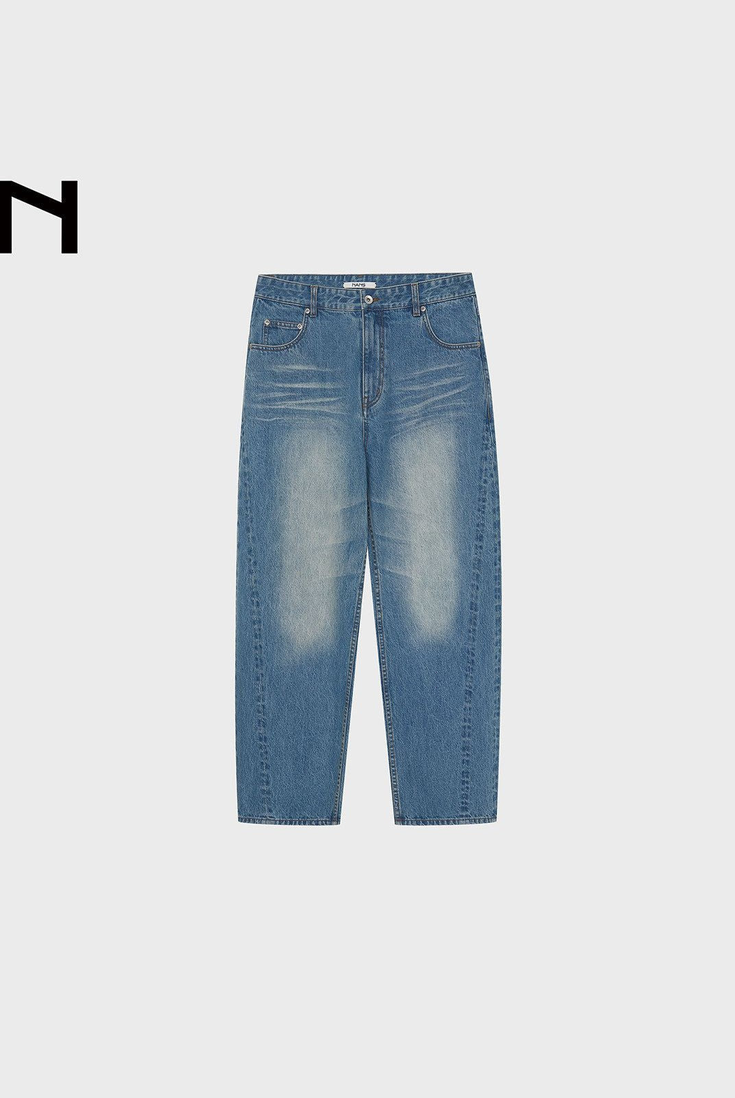 NANS 14oz Heavyweight Curved Leg Jeans in Denim