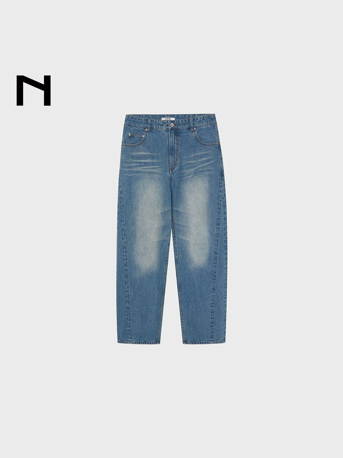 NANS 14oz Heavyweight Curved Leg Jeans in Denim