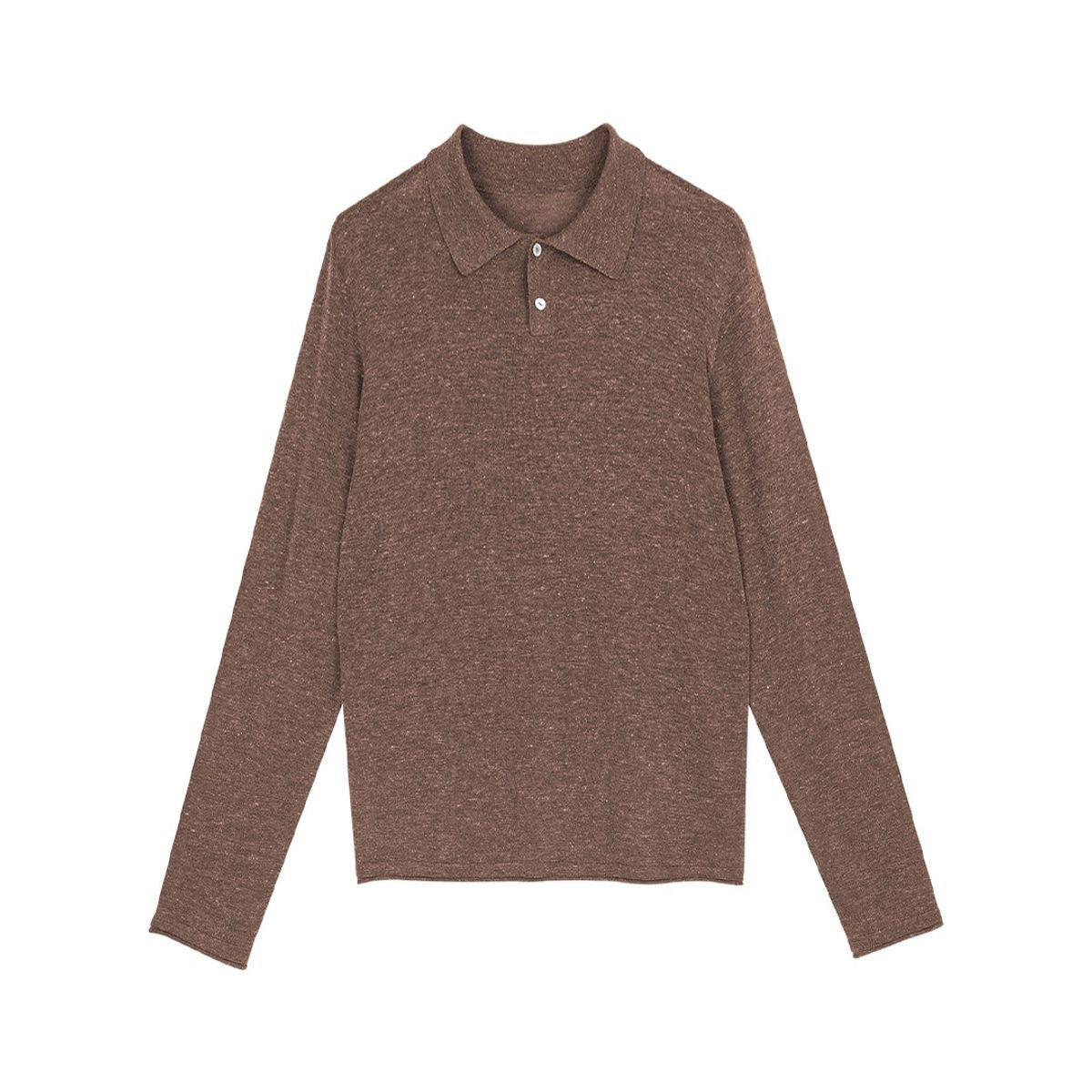 Simple Project Semi Sheer Linen Blend Knit Polo in Brown