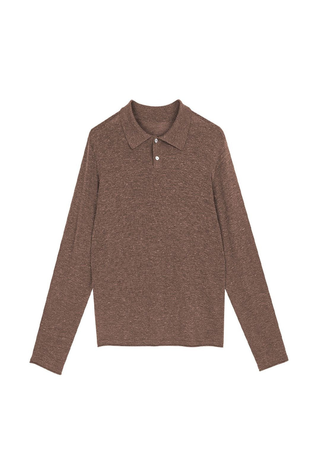 Simple Project Semi Sheer Linen Blend Knit Polo in Brown