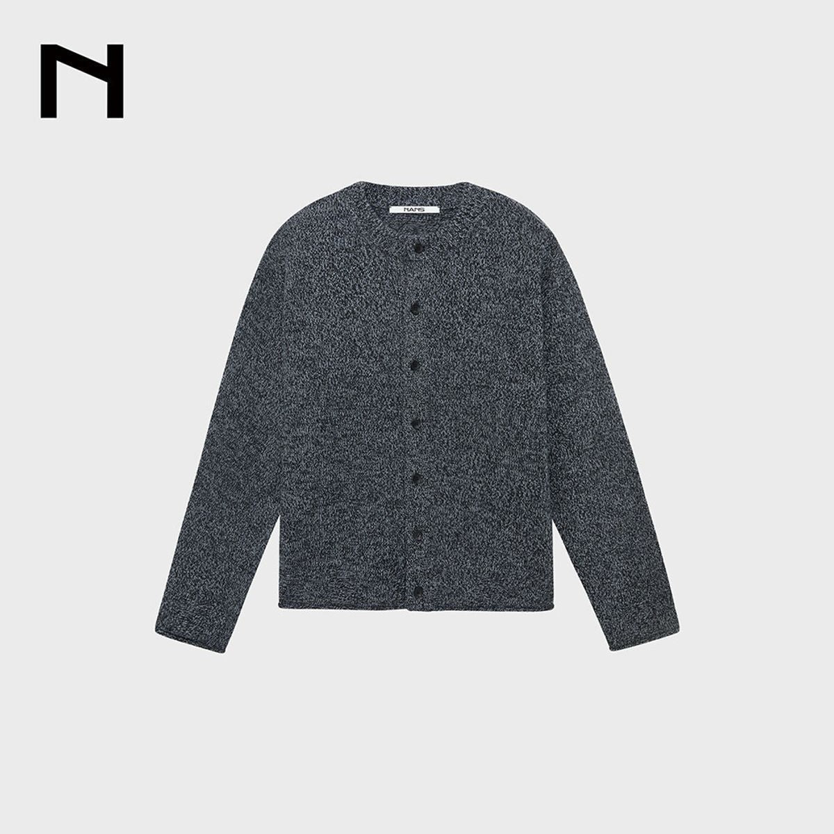 NANS Melange Merino Wool Cardigan in Gray