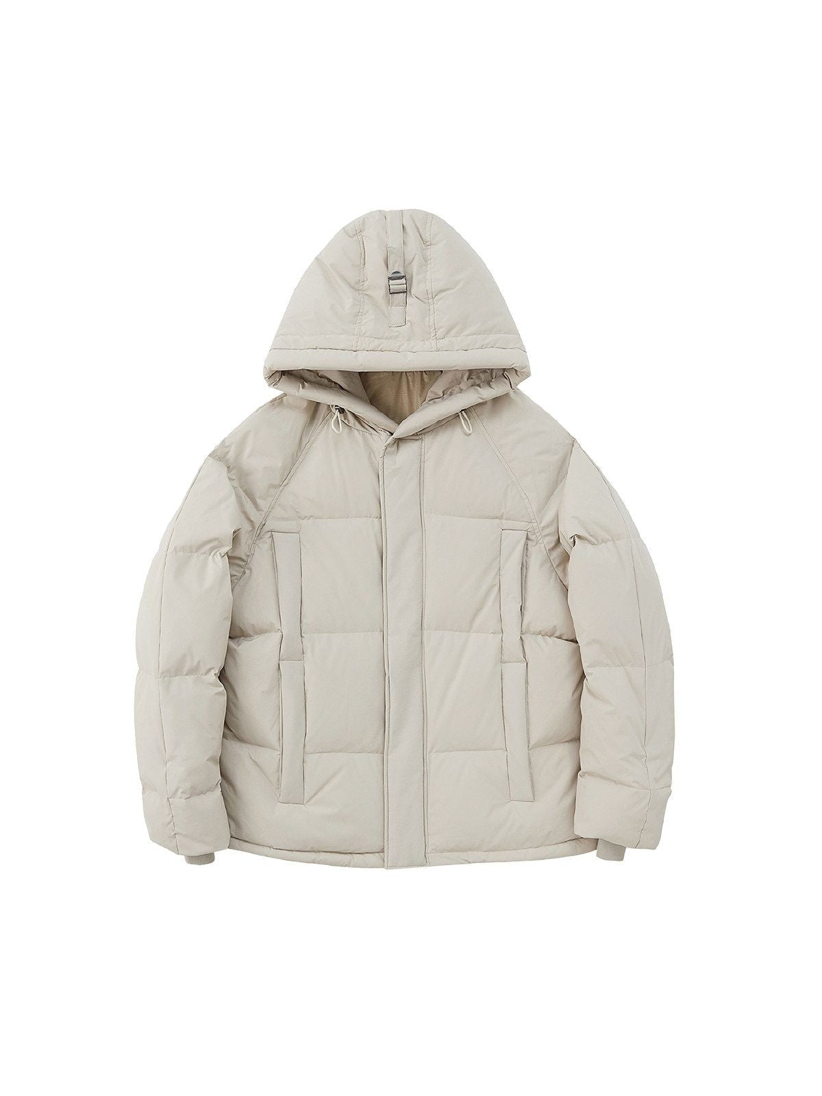 NANS Wide Quilt Hooded Down Puffer in Beige