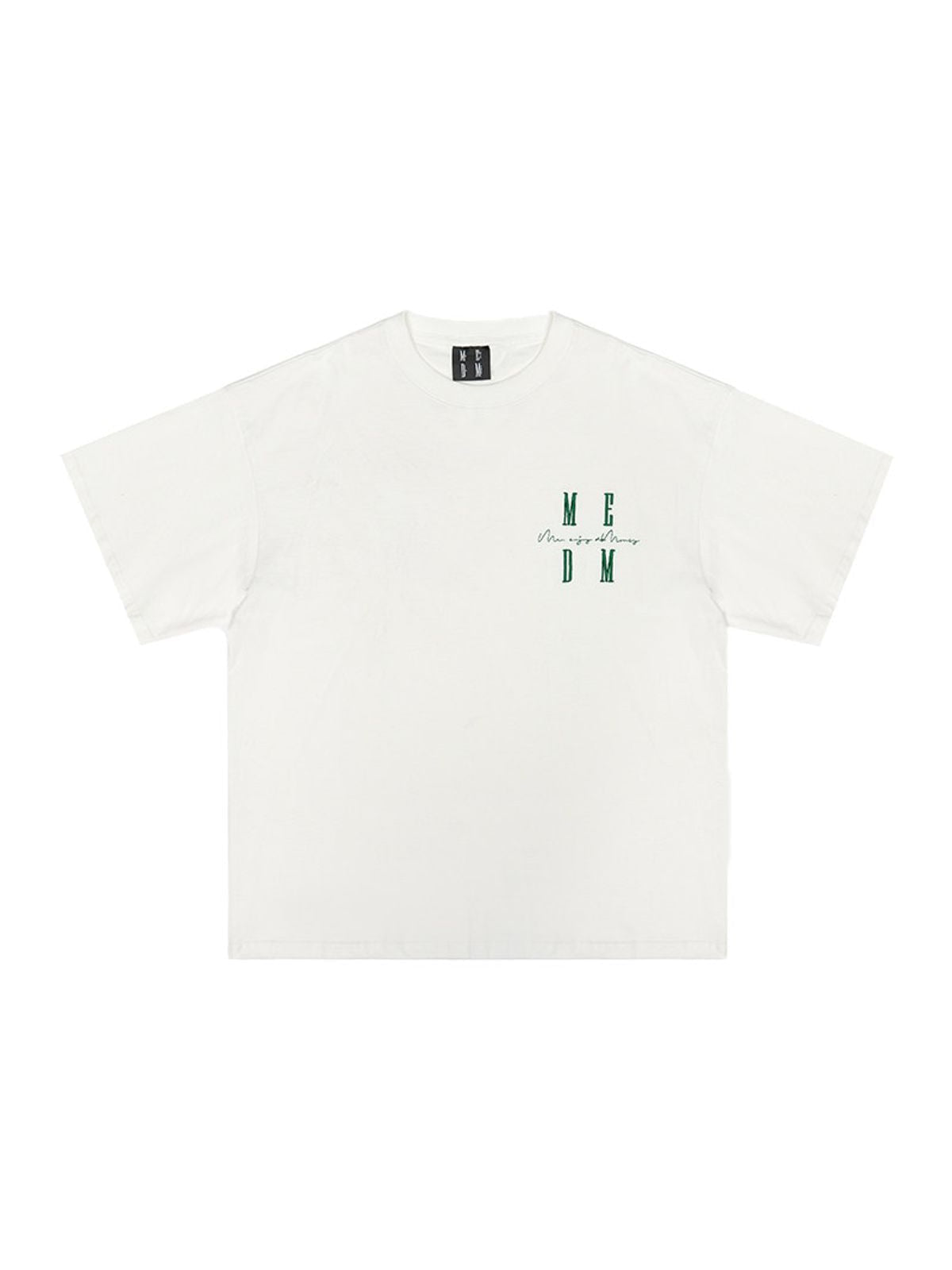 MEDM Oversized Logo Print T Shirt in White