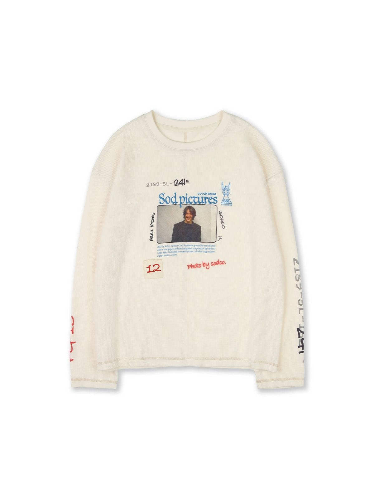 SOD Keanu Graphic Waffle Knit Top in White