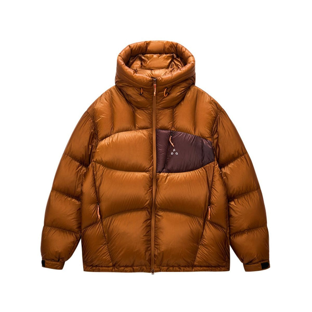 FPA 800FP Contrast Pocket Hooded Puffer in Brown
