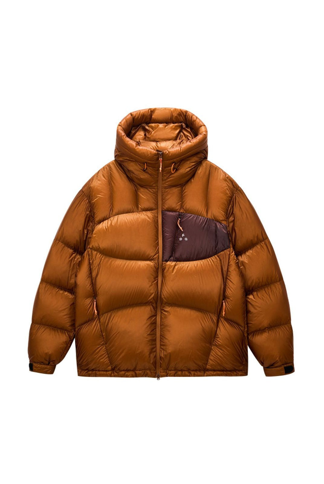FPA 800FP Contrast Pocket Hooded Puffer in Brown