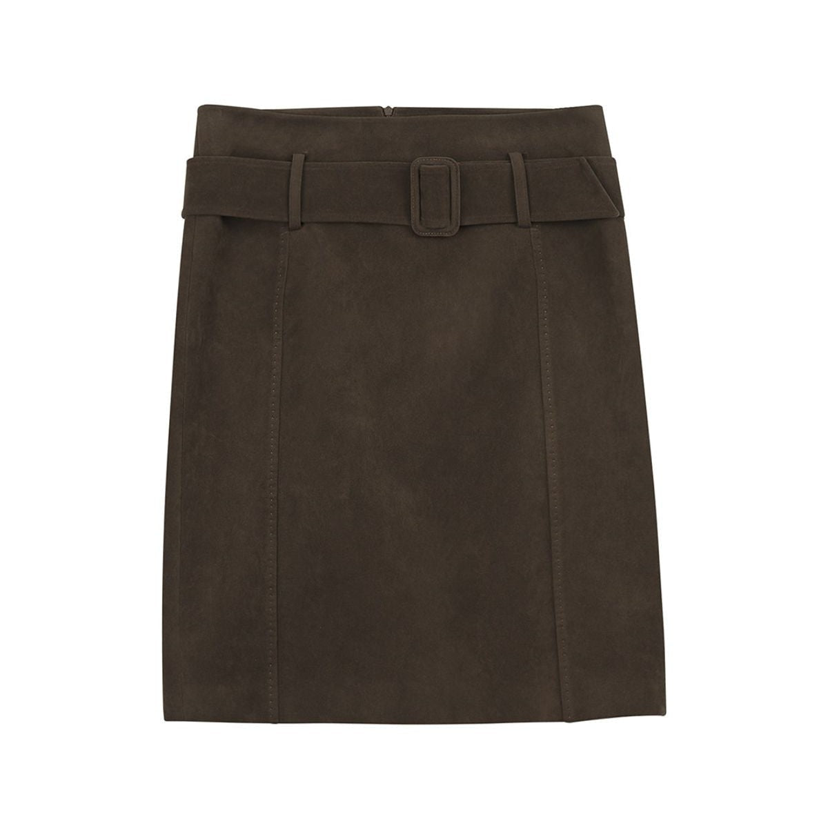 Simple Project Belted Suedette Mini Skirt in Brown