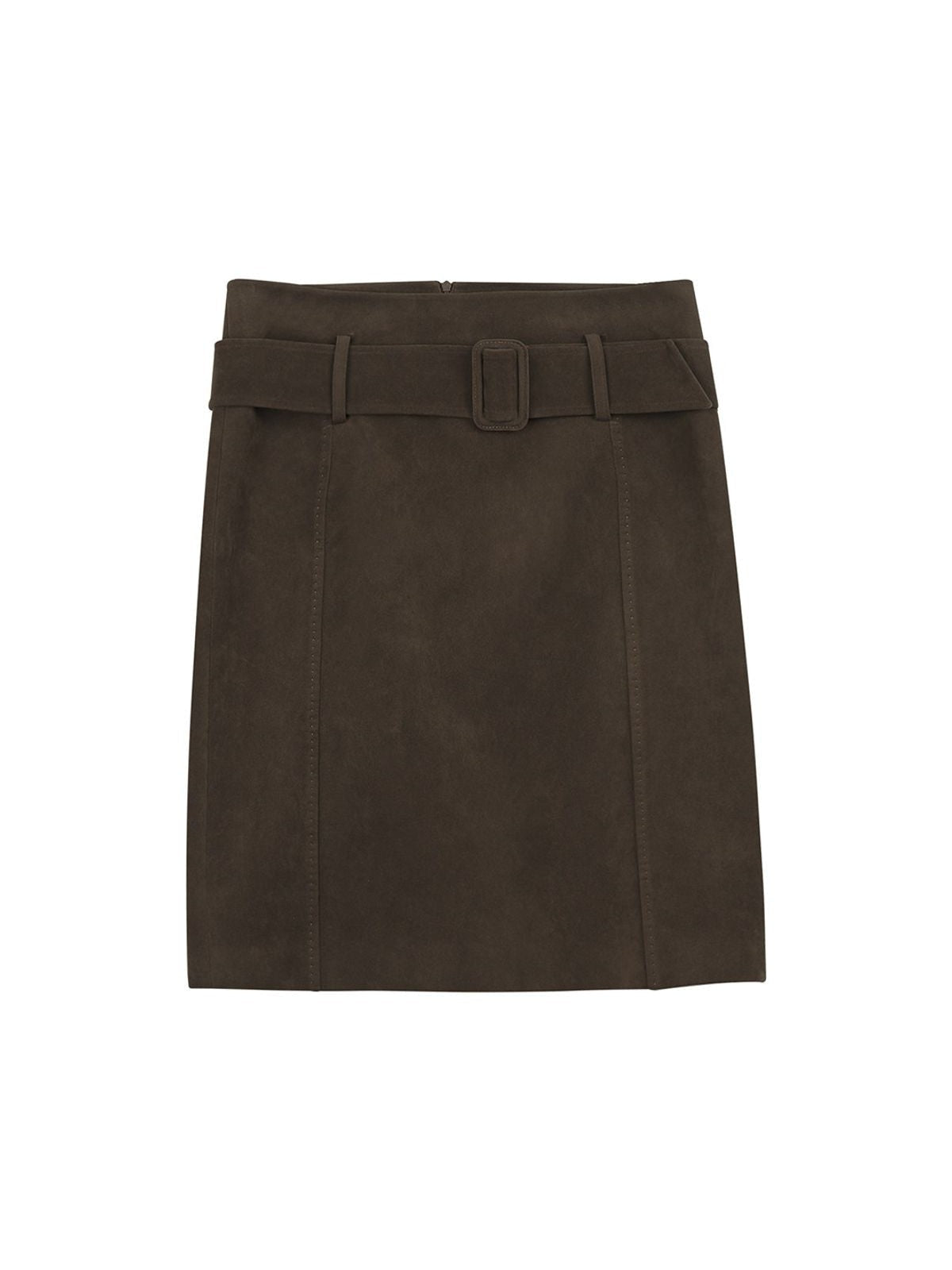 Simple Project Belted Suedette Mini Skirt in Brown