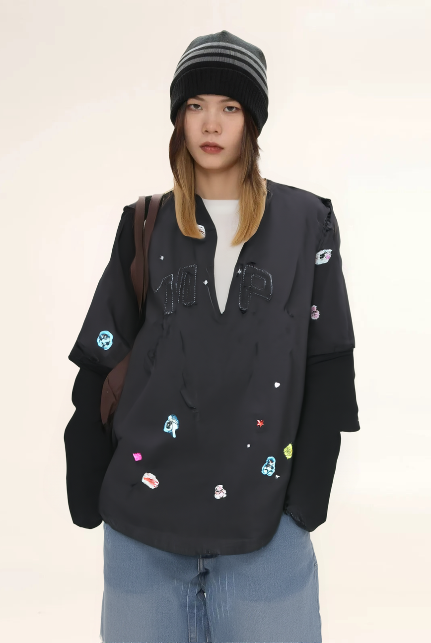 Distressed MVP Graphic T Shirt - Black - Female Model #fullgen #color_black #gender_female