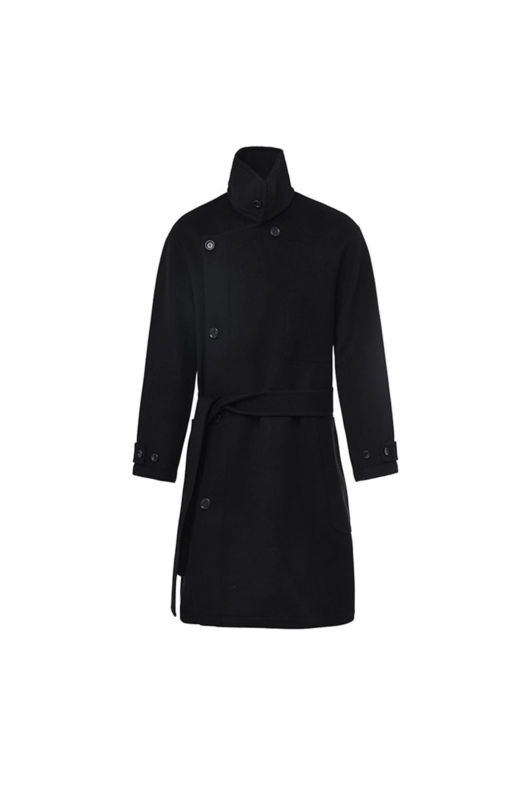 Roolrren Homme Handmade Double Faced Wool Coat in Black