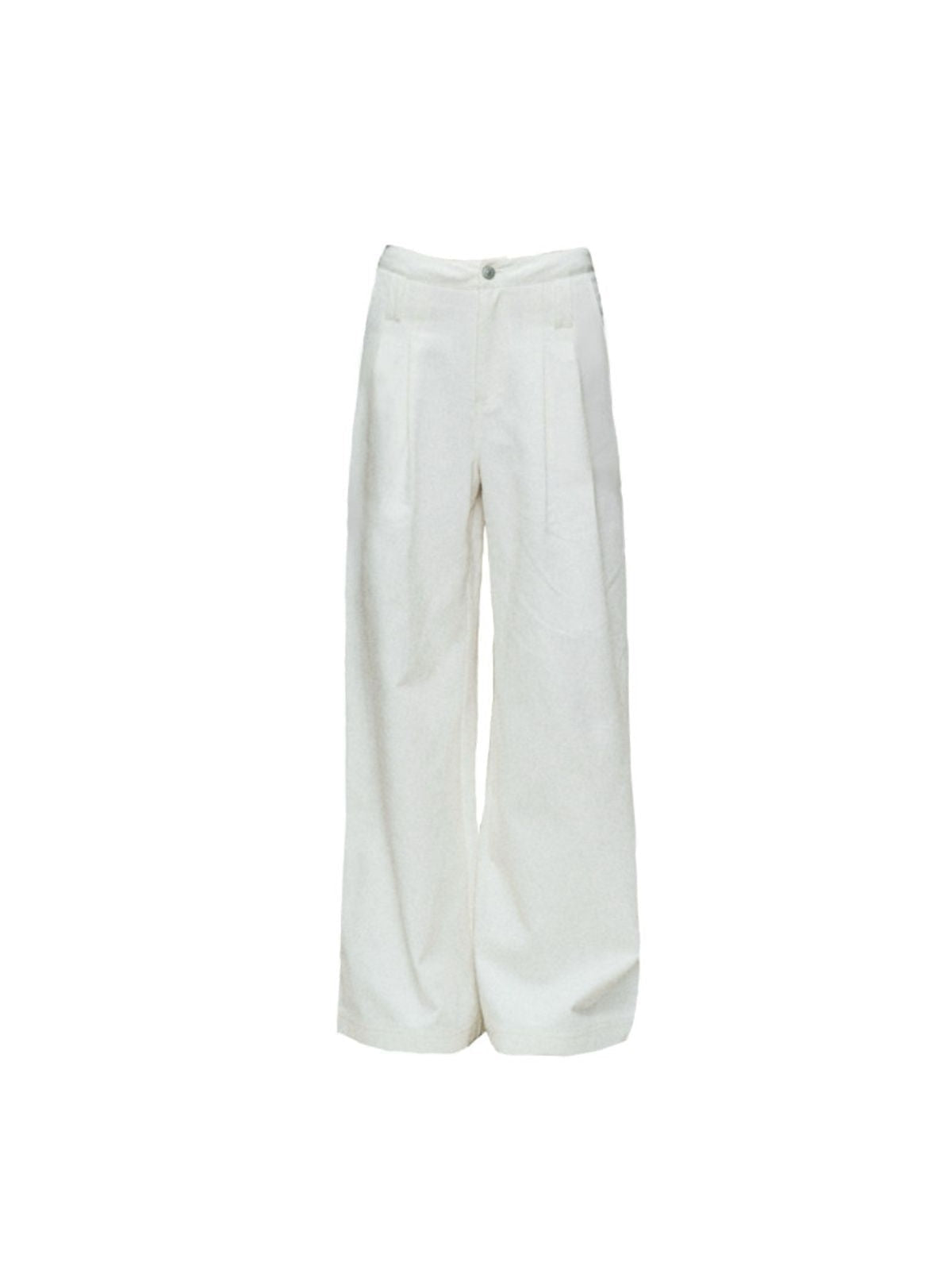 Amee Pleated Cotton Wide Leg Trousers in White