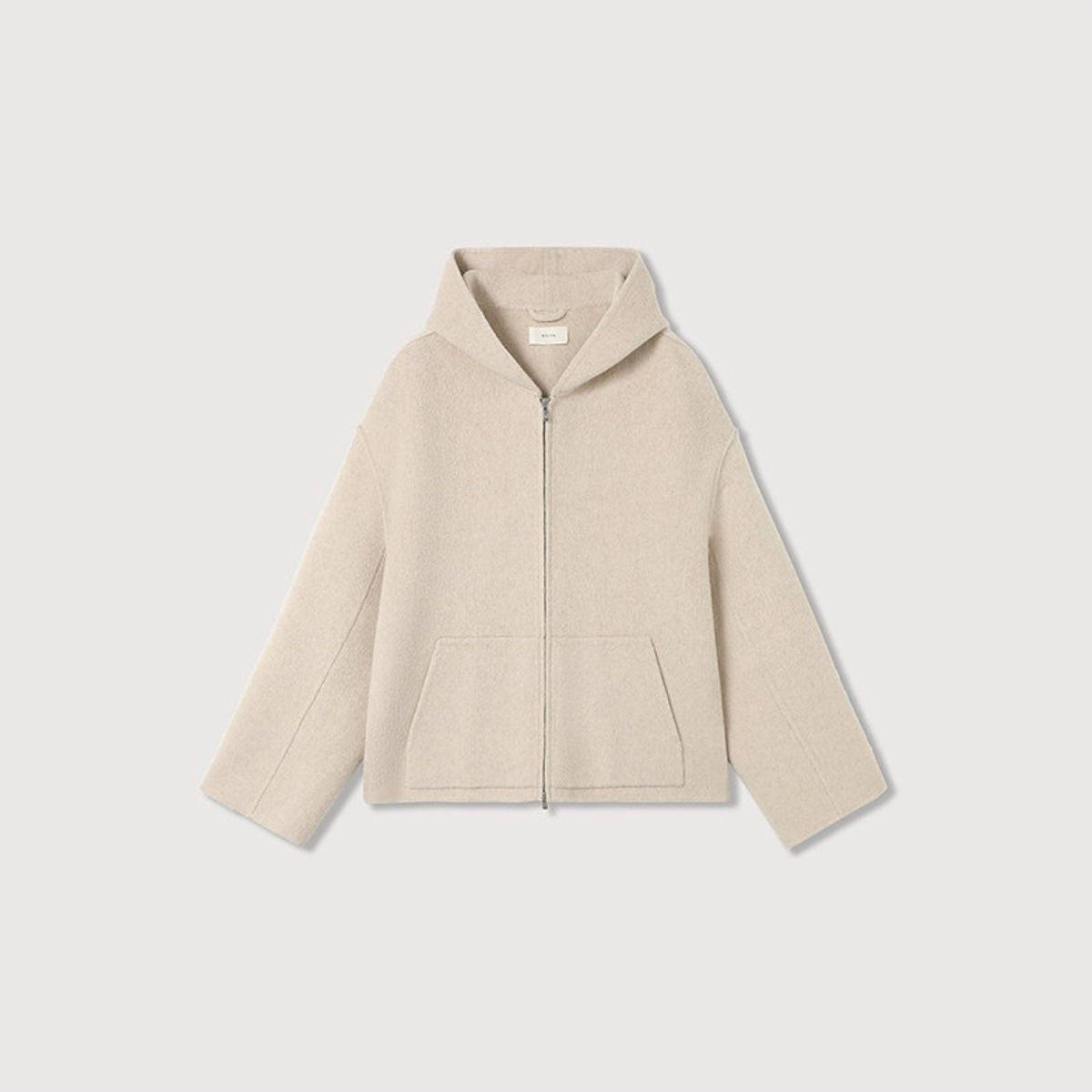 ROYA Cashmere Wool Hooded Short Coat in White