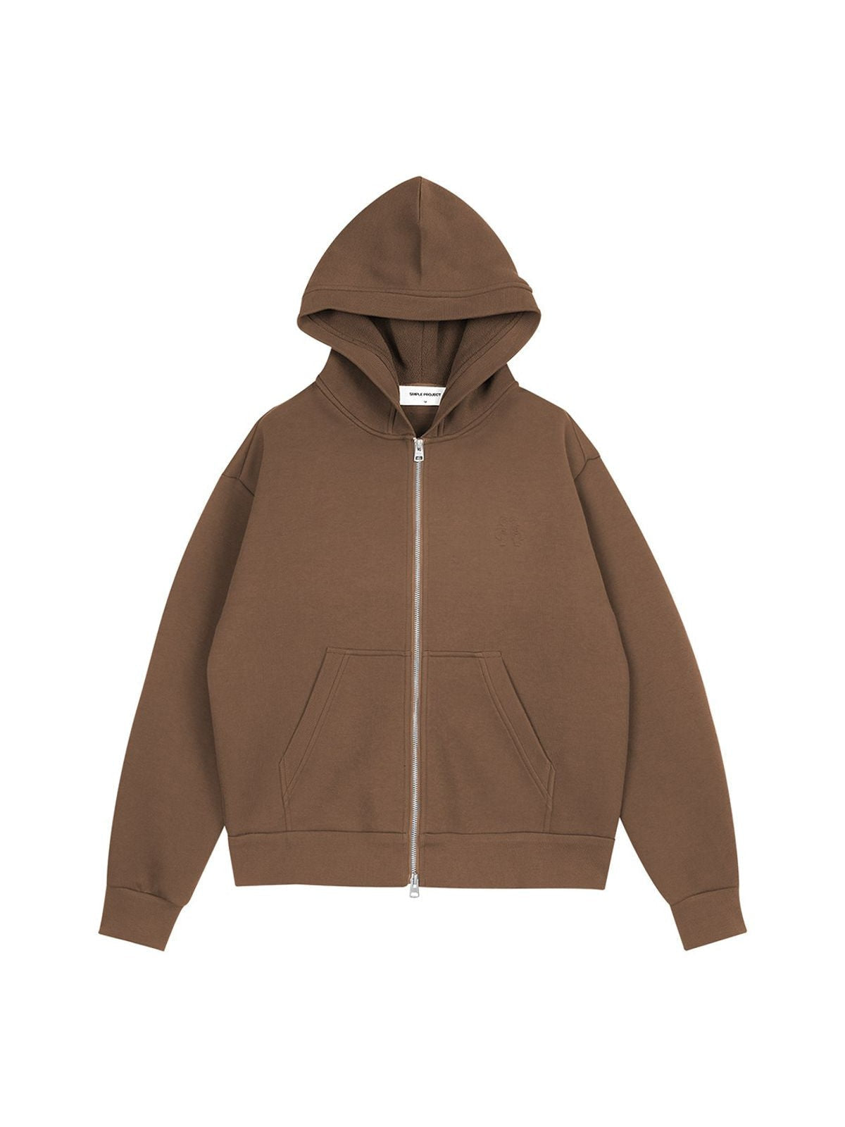 Simple Project Air Layer Zip Up Hoodie in Brown