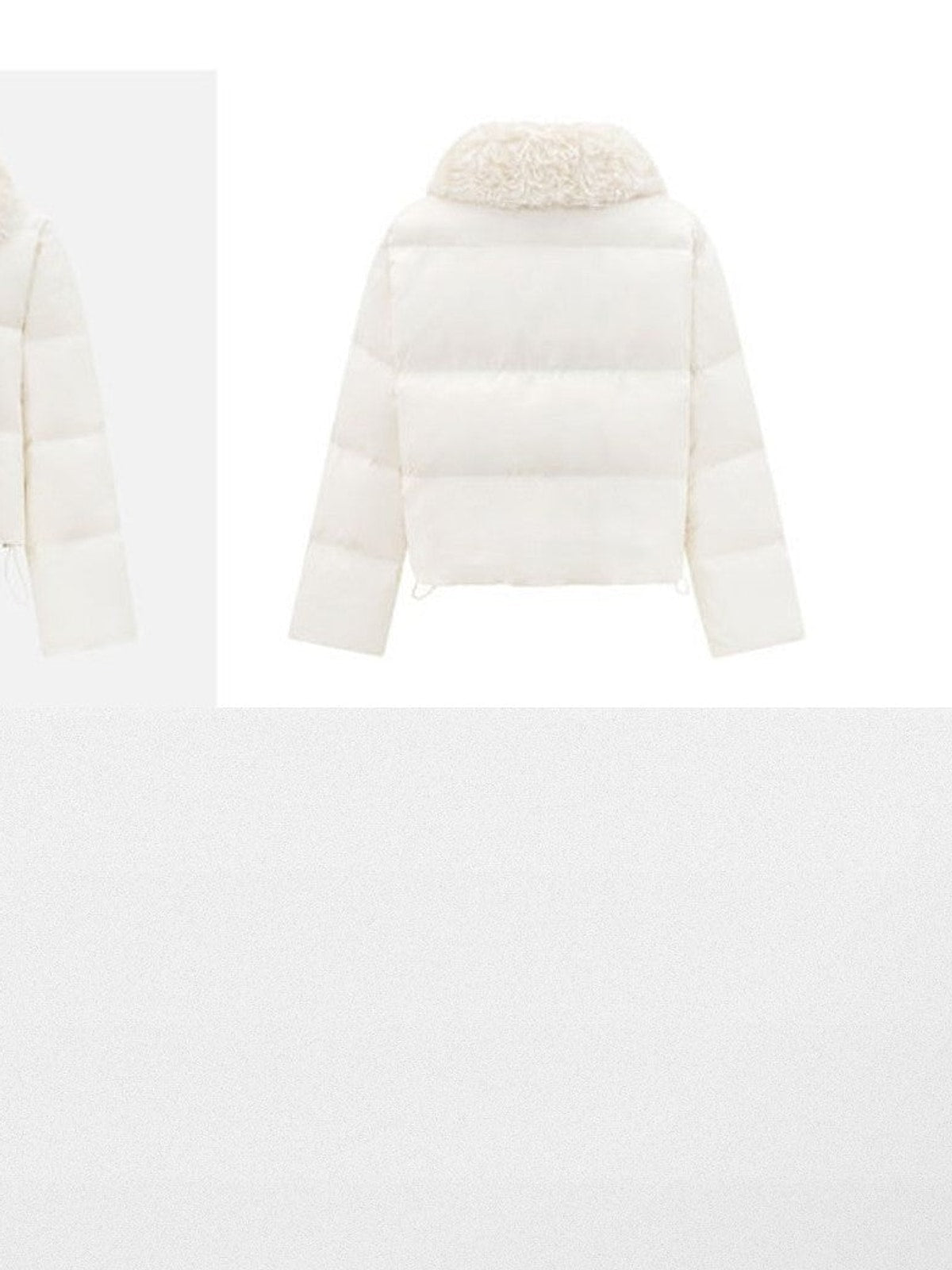 PUKI Cropped Down Puffer with Fur Collar in White