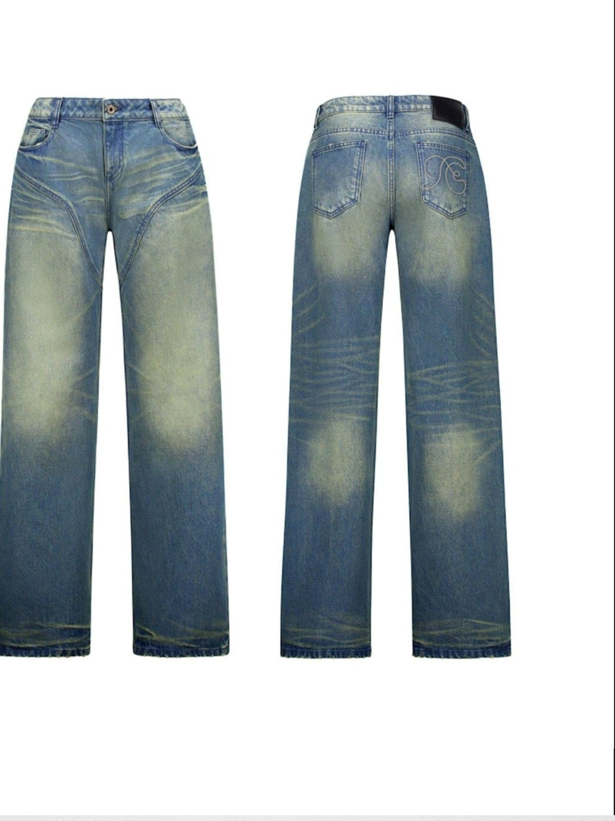Fax copy express Curved Panel Dirty Wash Jeans in Denim