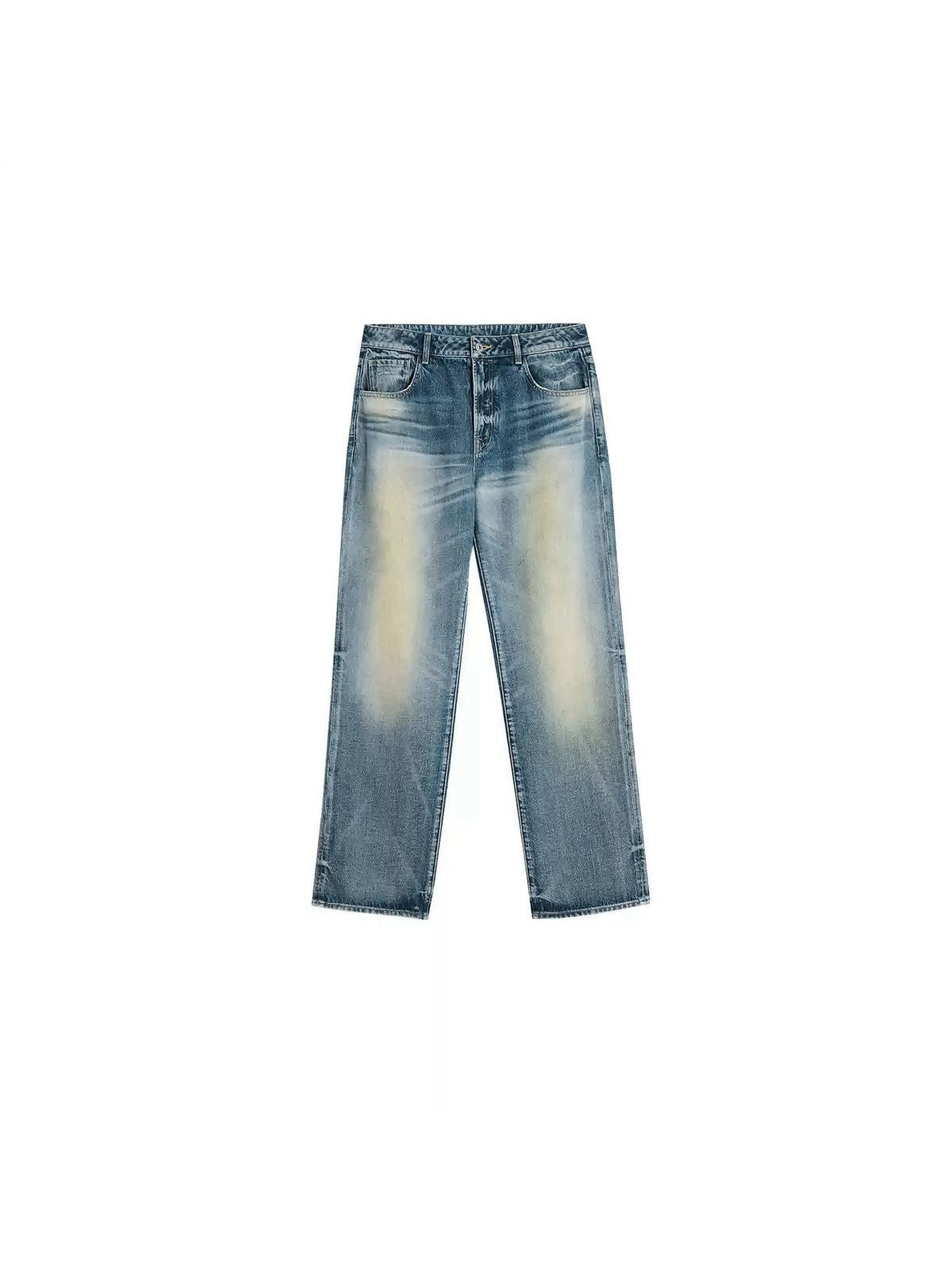 alright then Distressed Low Rise Stacked Jeans in Blue