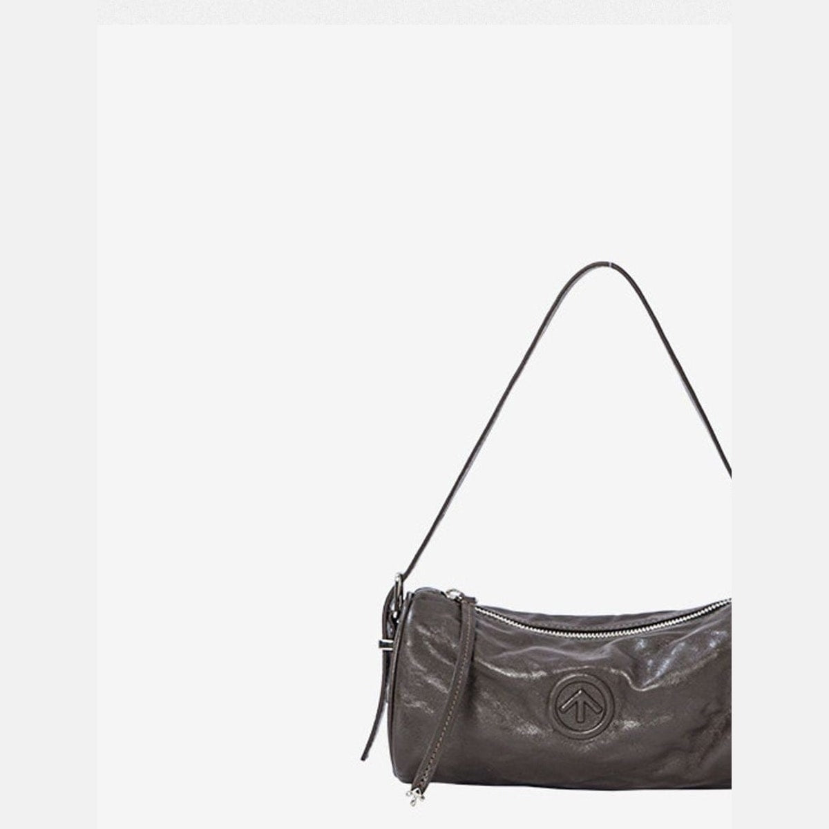 Grotto Pleated Leather Cylinder Bag in Brown