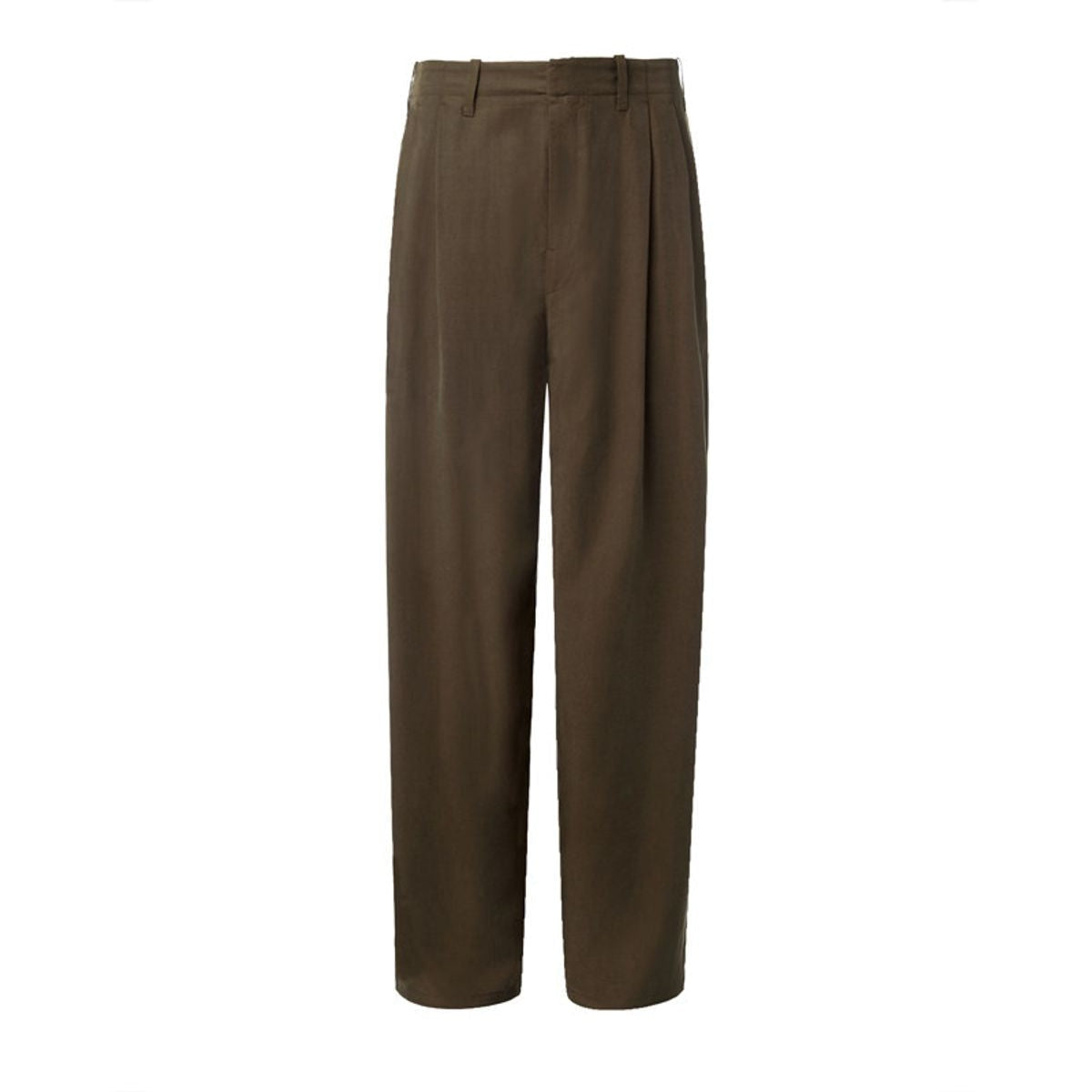 ROYA Double Pleated Tencel Linen Trousers in Coffee