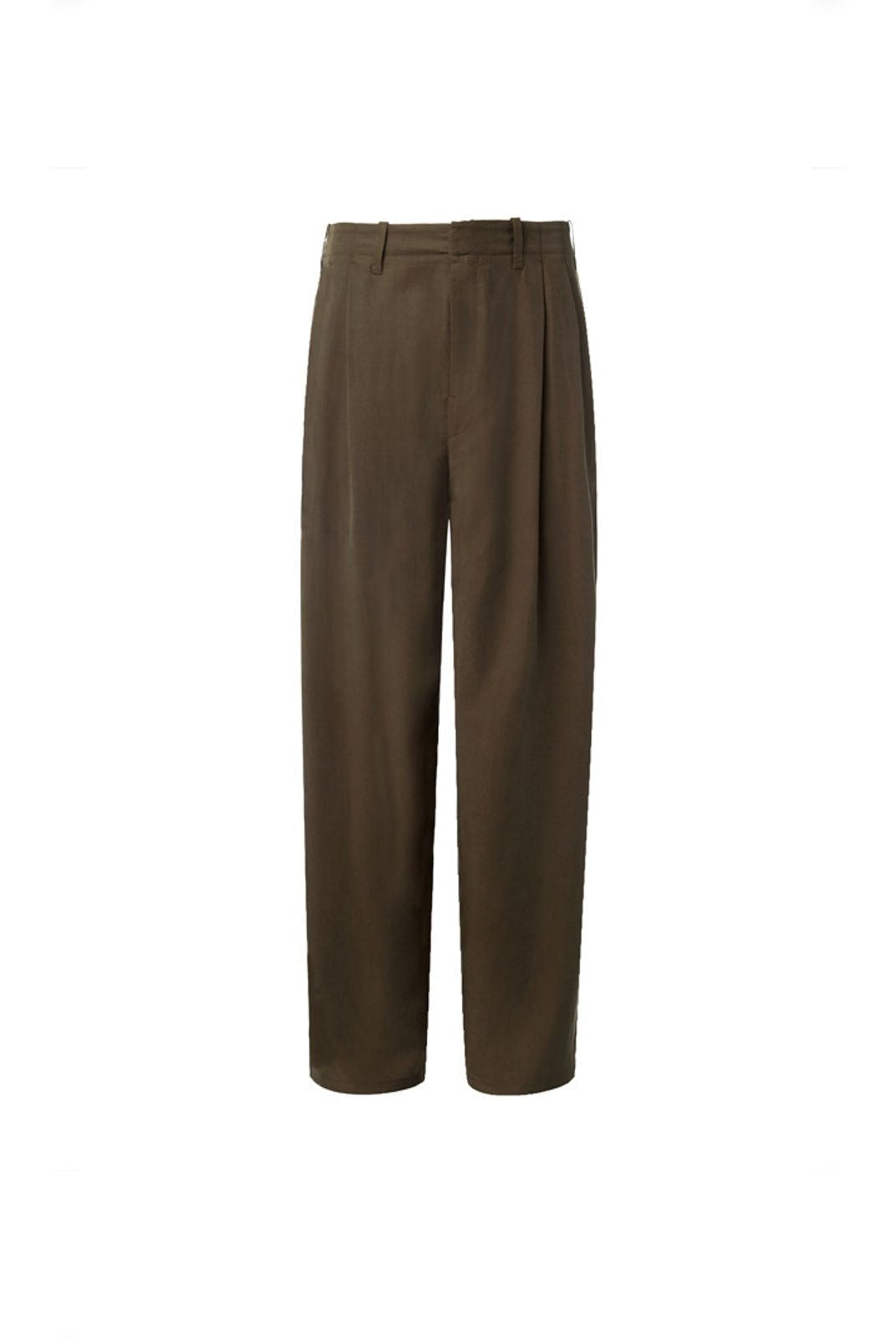 ROYA Double Pleated Tencel Linen Trousers in Coffee