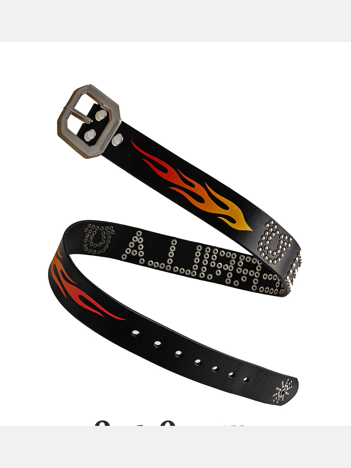 SWFI Flame Carved Studded Leather Belt in Black