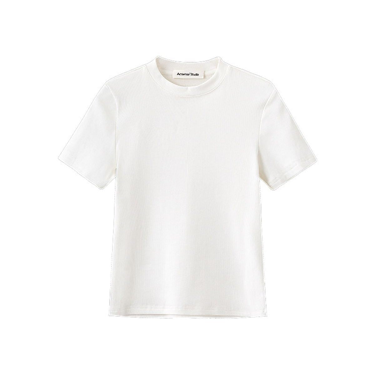 Acsense Studio Brushed Structured Shoulder Tee in White