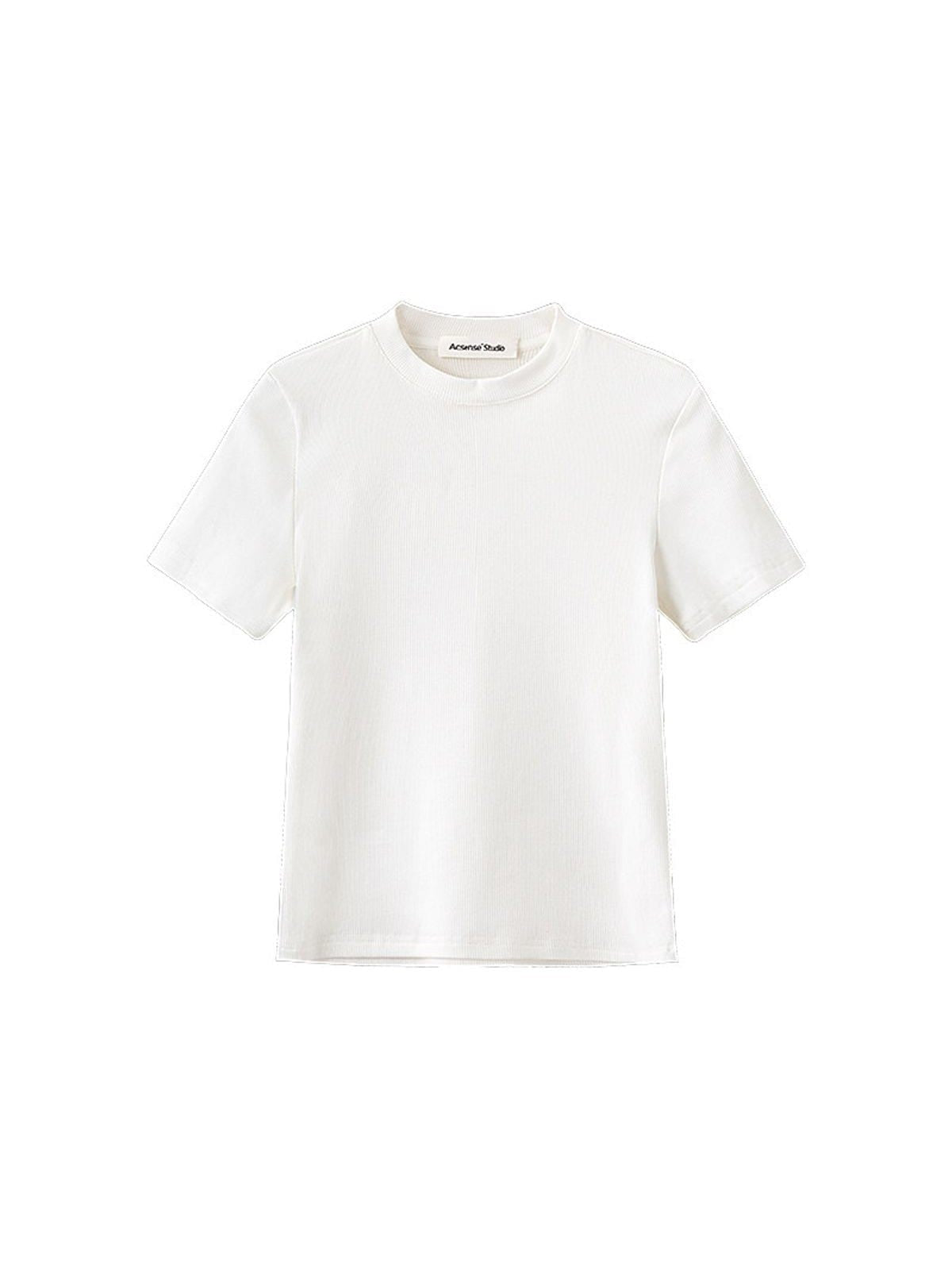 Acsense Studio Brushed Structured Shoulder Tee in White