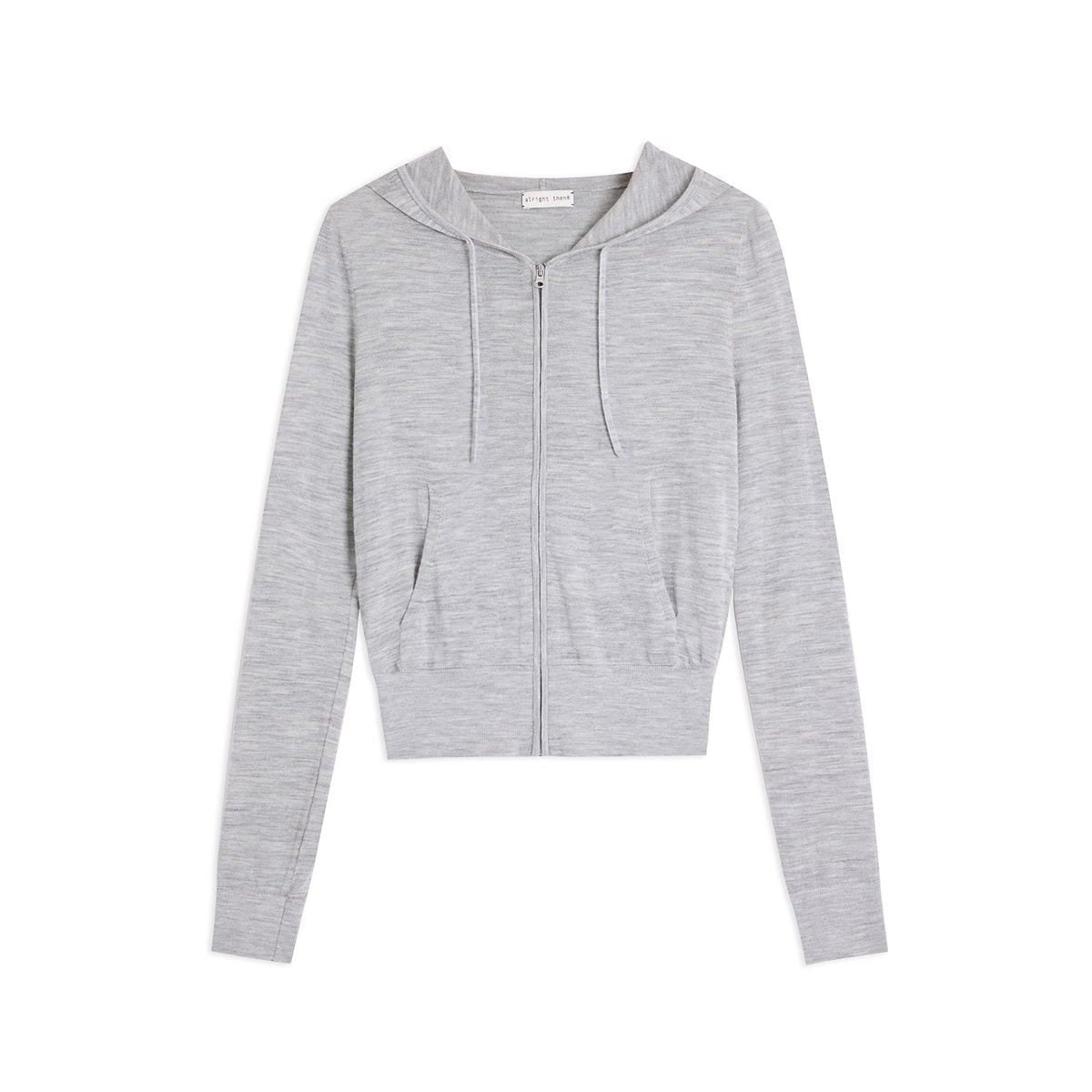 Alright then Zip Up Merino Wool Hoodie in Gray