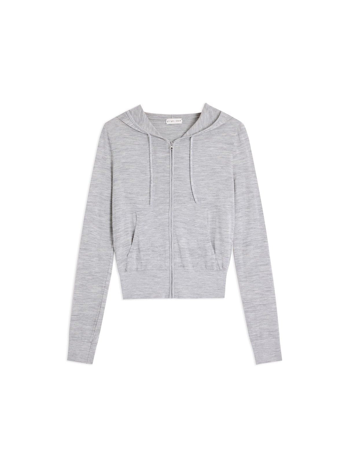 Alright then Zip Up Merino Wool Hoodie in Gray